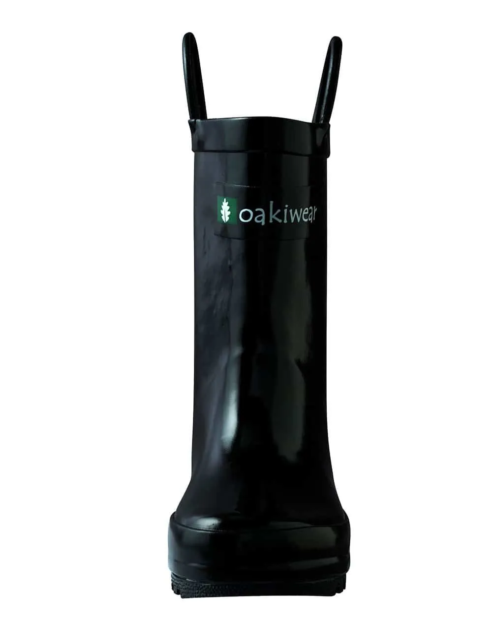 Jet Black Loop Handle Rubber Rain Boots Active Wear Boots