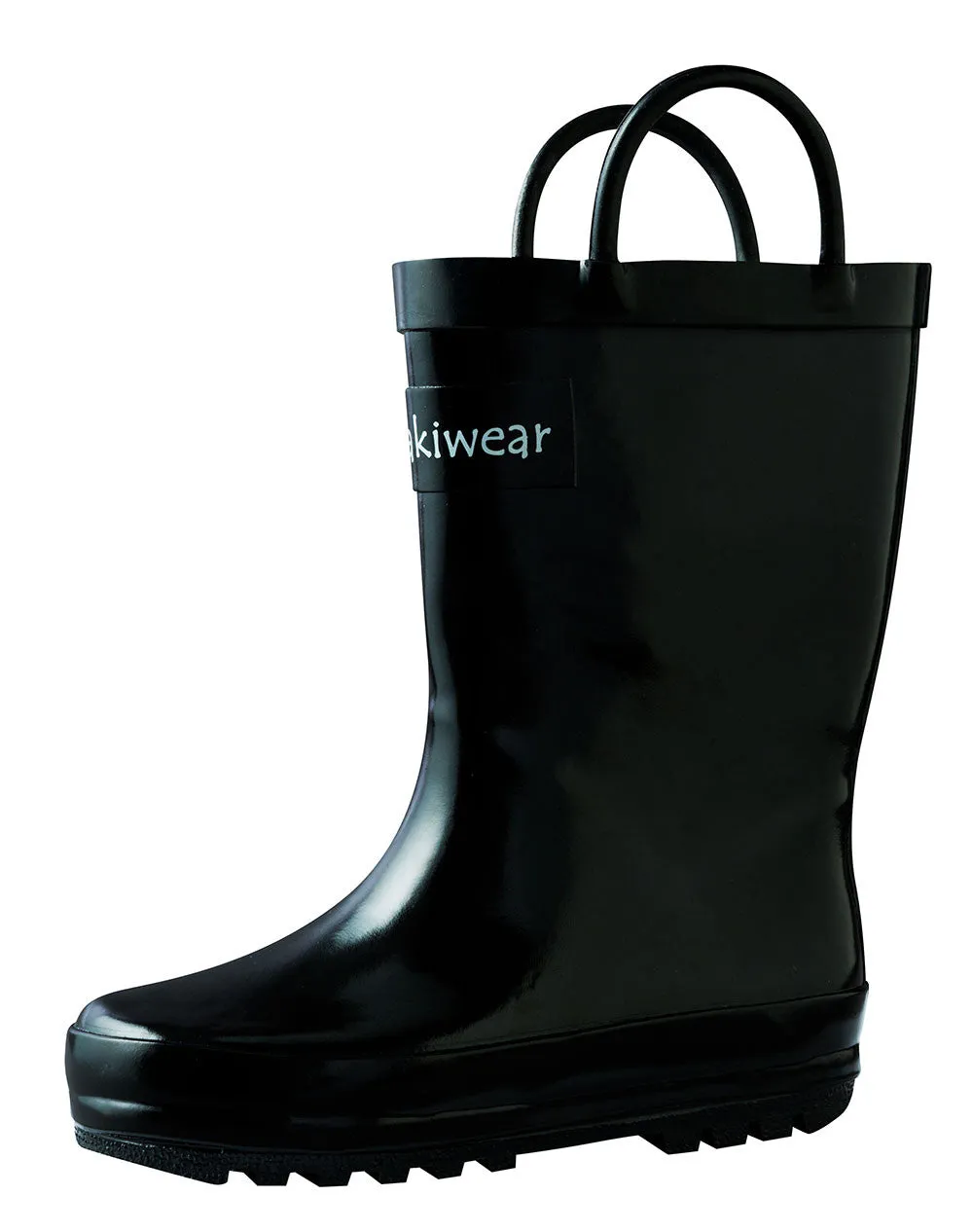 Jet Black Loop Handle Rubber Rain Boots Outdoor Walking Essentials Active Wear for Weather