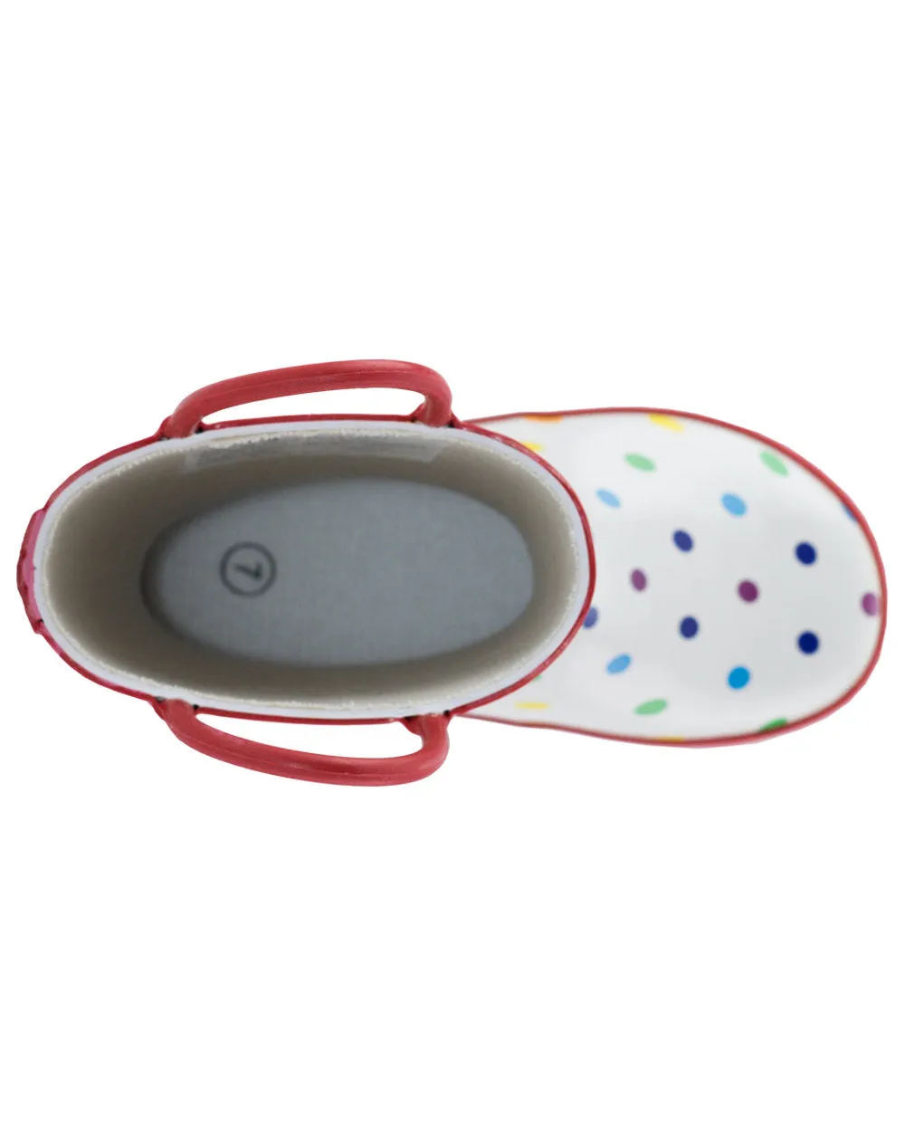Chilly Fit Comfy Step Rainbow Polka Dot Loop Handle Rubber Boots
