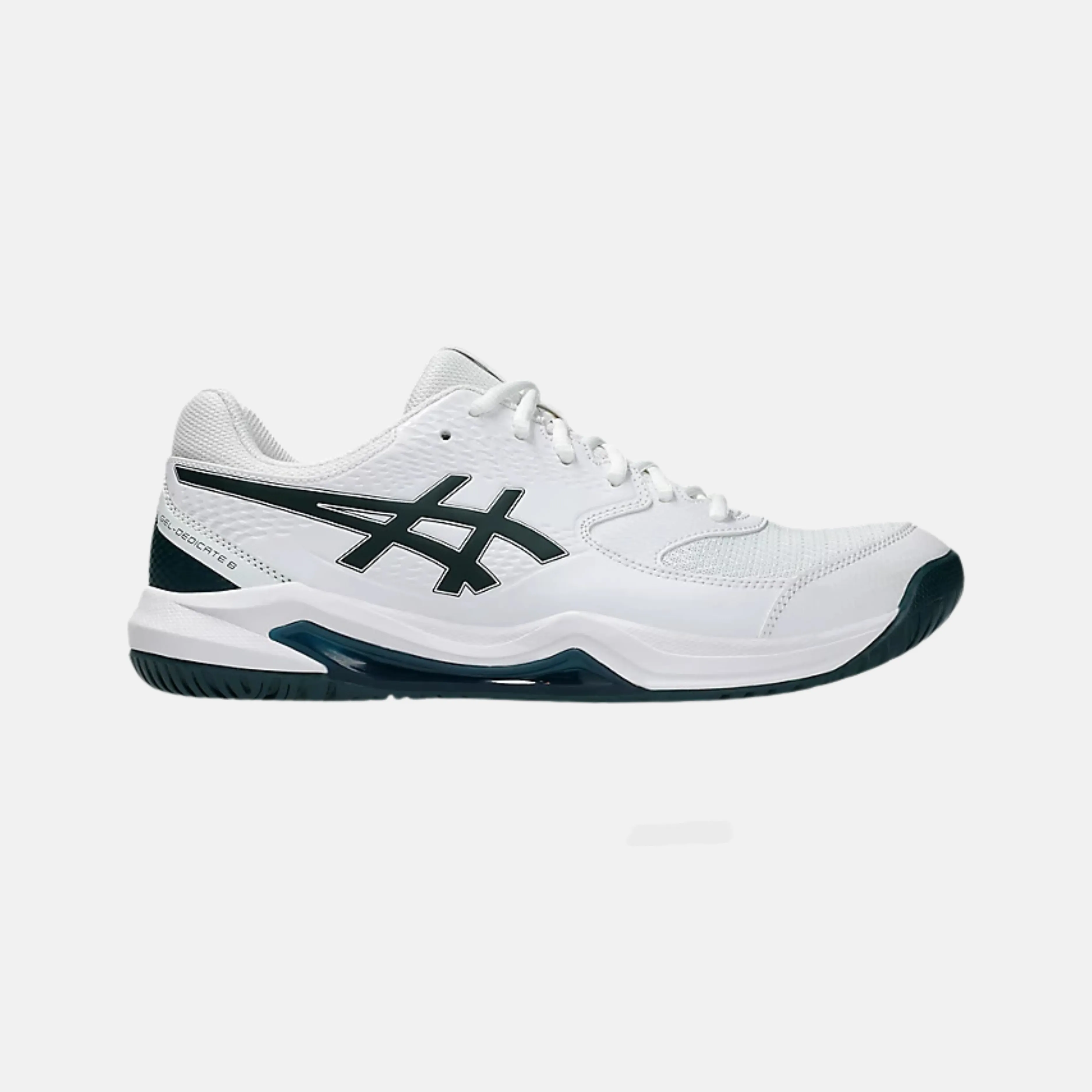 ASICS Men's GEL-DEDICATE 8 Tennis Shoes - White/Saxon Green Ventilation holes Breathable Linings