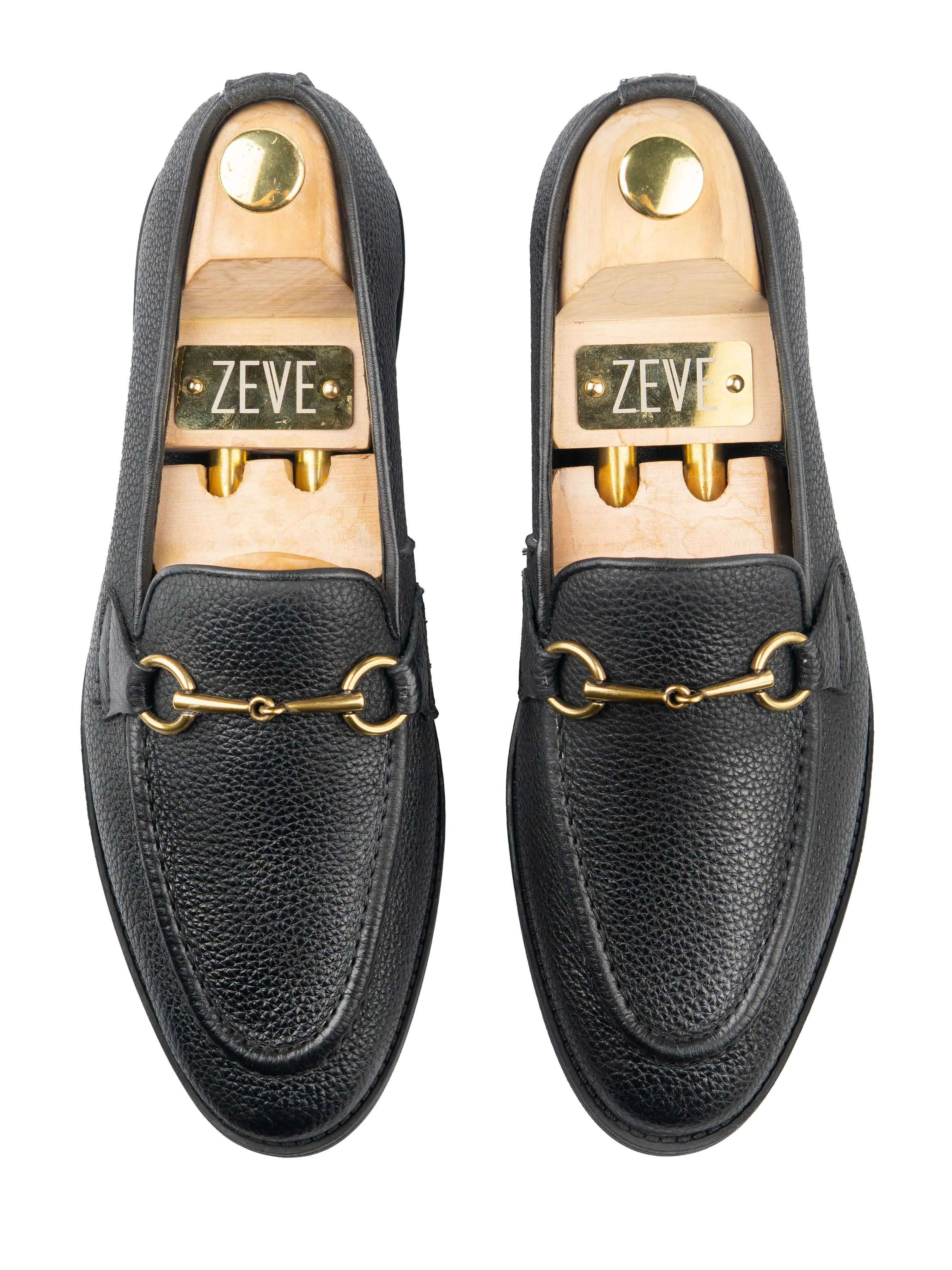 Market Pace True Pace Horsebit Buckle Loafer - Black Pebble Grain Leather (Flexi-Sole)