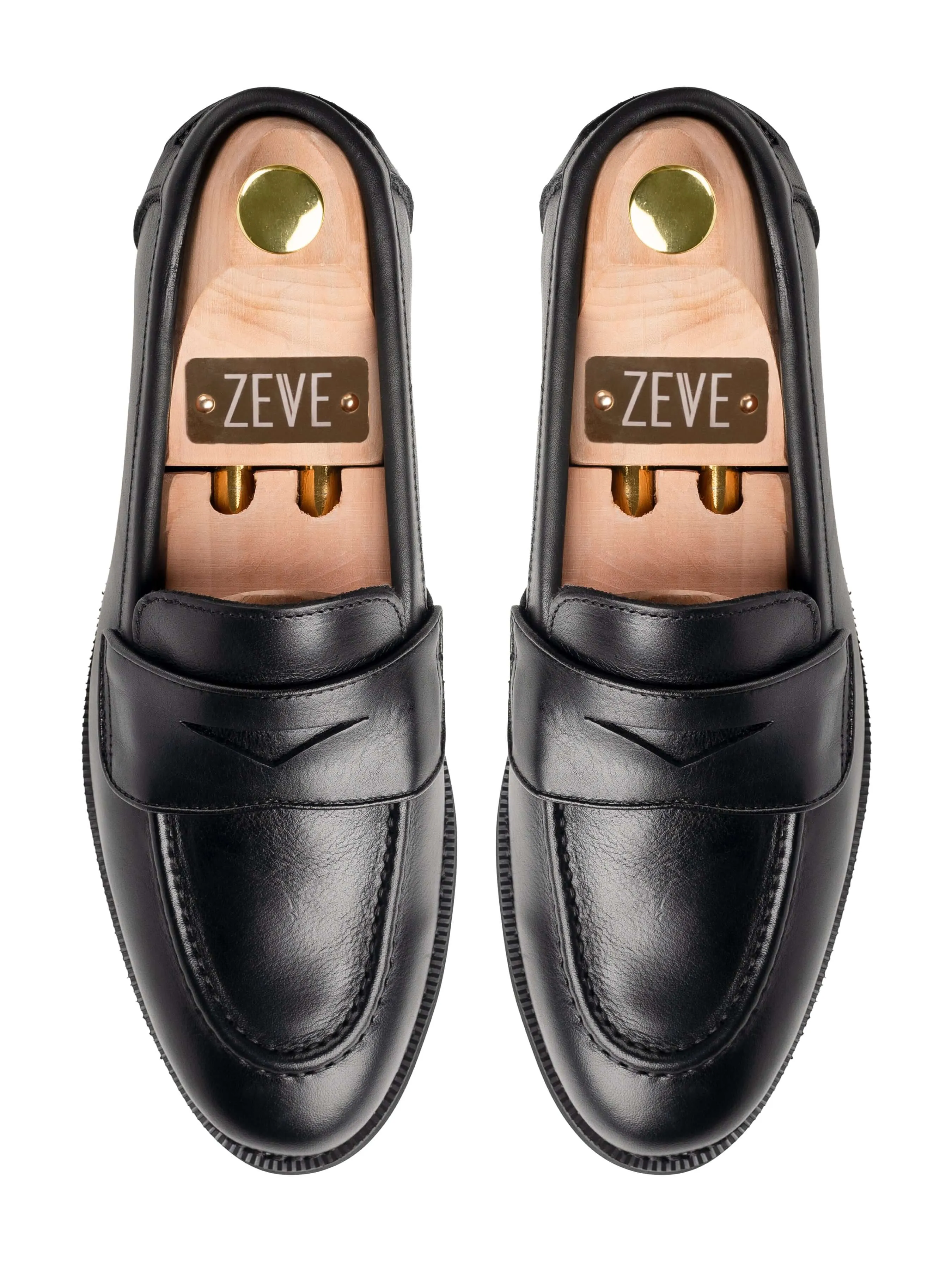 Wayne Penny Loafer - Solid Black Leather (Crepe Sole) Walk Long Tassel Keeper