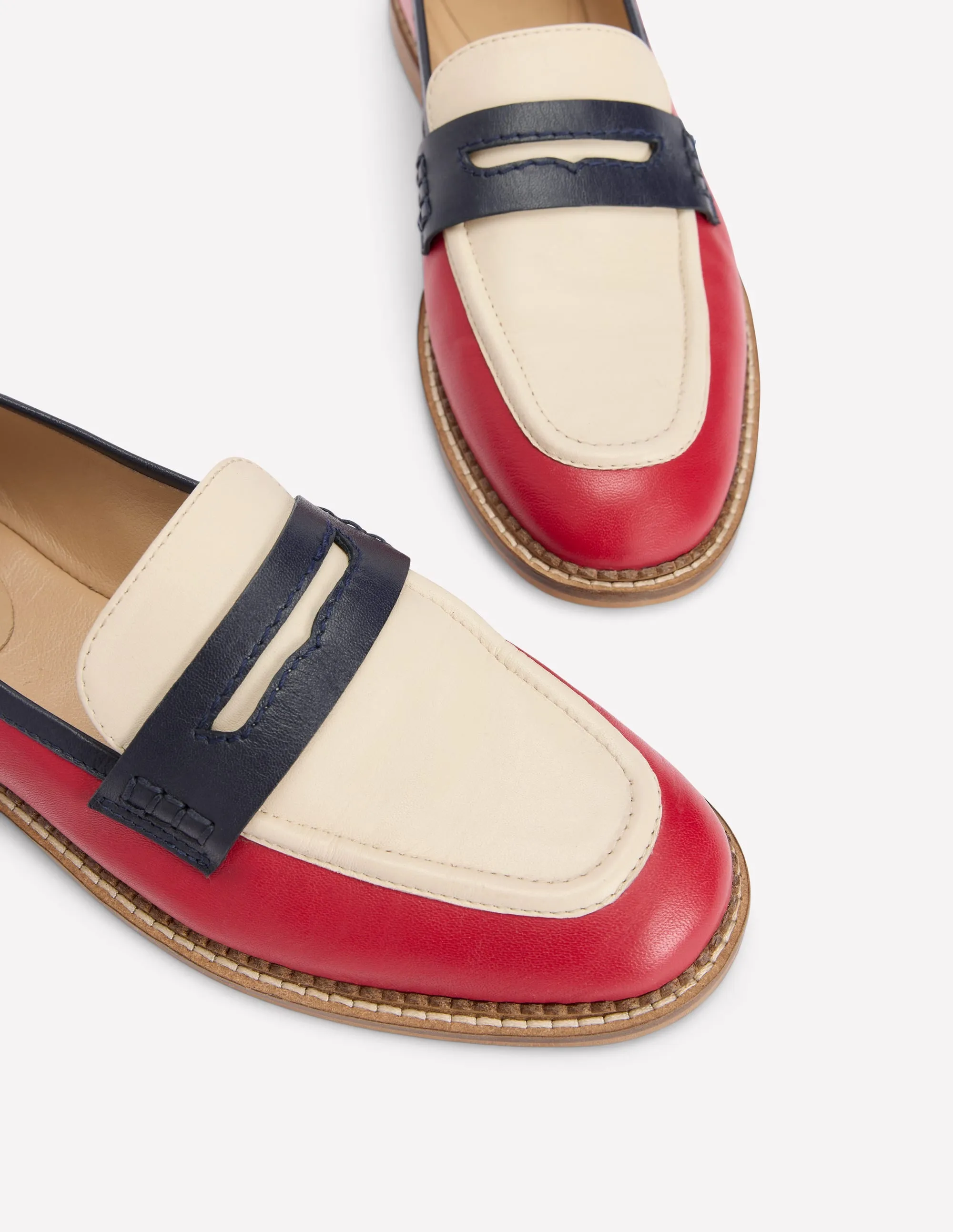 Open Lane Nya Penny Loafers-Pillarbox Red/Navy