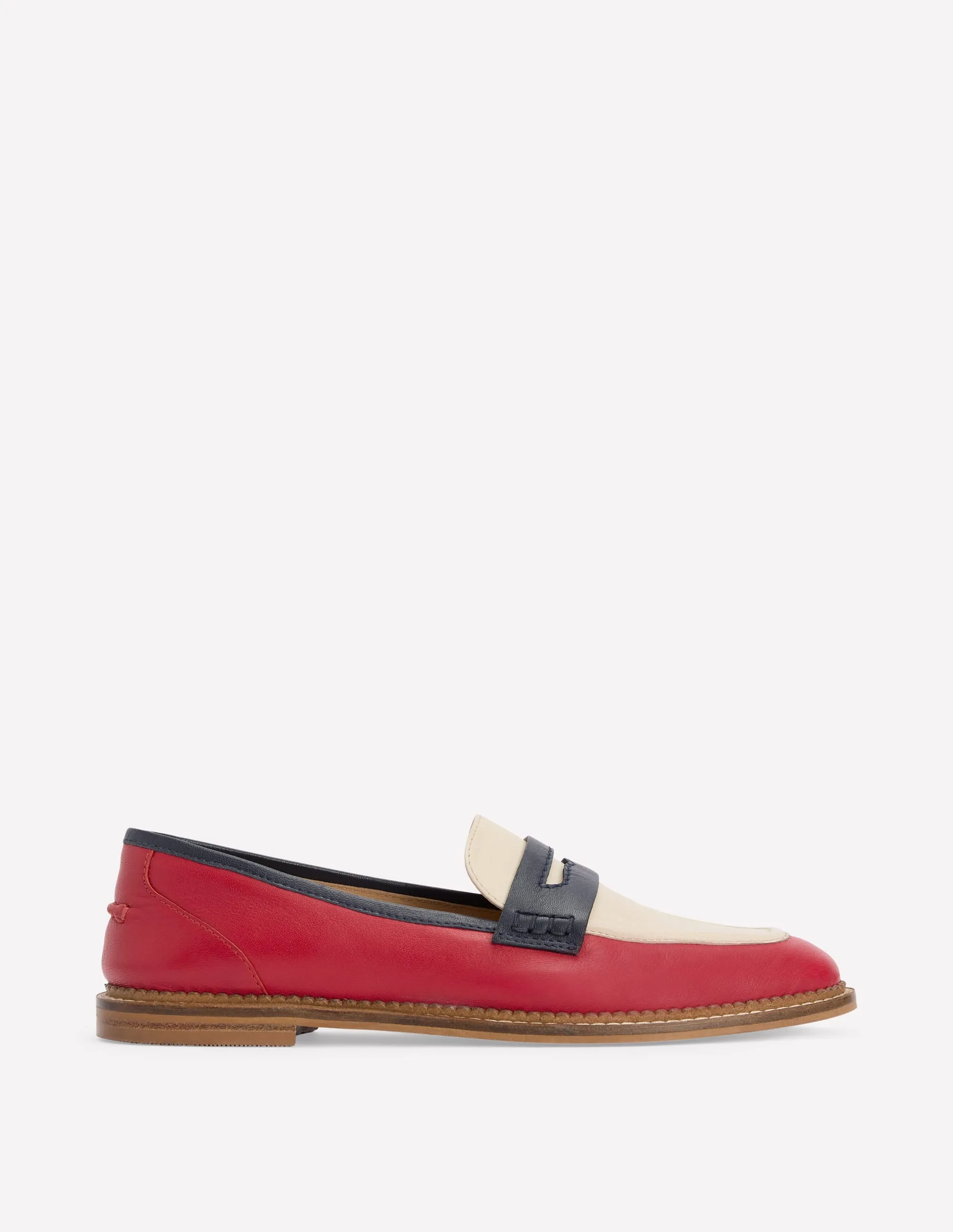 Tall Frame Safe Power Nya Penny Loafers-Pillarbox Red/Navy