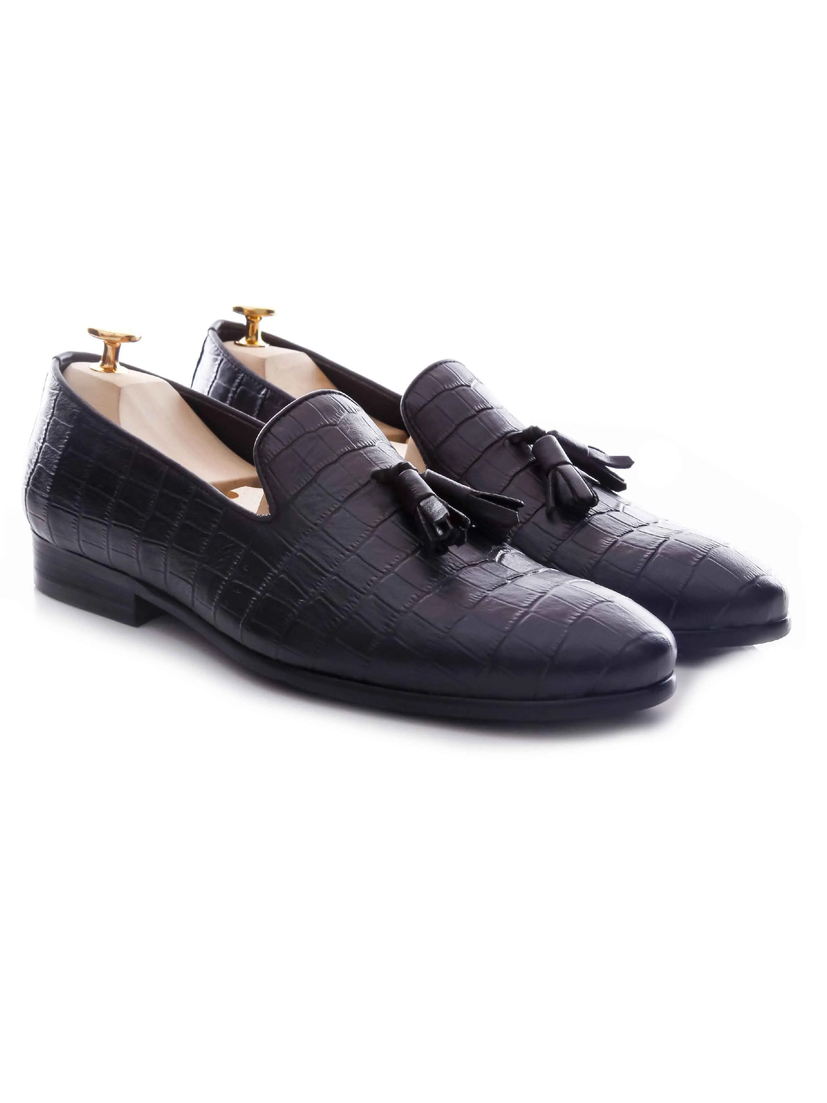 City Dash Comfortable leather Loafer Slipper - Black Croco Leather