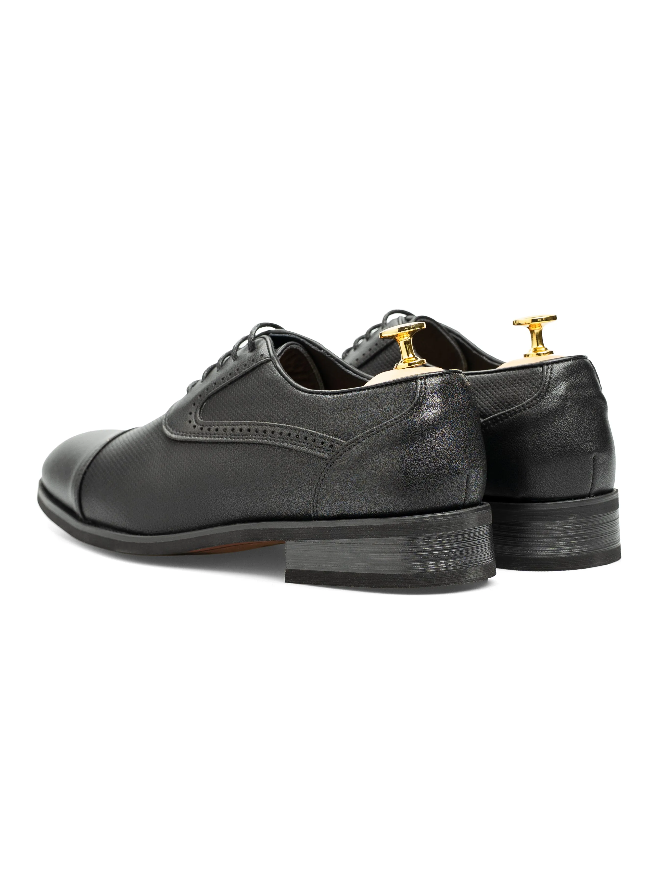 Oxford Cap Toe - Solid Black Leather (Stud Sole) Classic Shape Outdoor Wear
