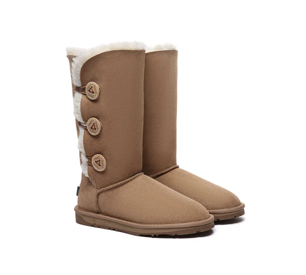 Weather-Safe Gear Adjustable UGG EVERAU? UGG Boots Double Faced Sheepskin Wool Tall Button