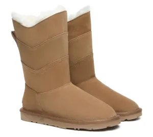 EVERAU? UGG Boots Women Premium Australian Sheepskin Wool Tall Swanston 3 Panel Weatherproof Gear Cozy Boots