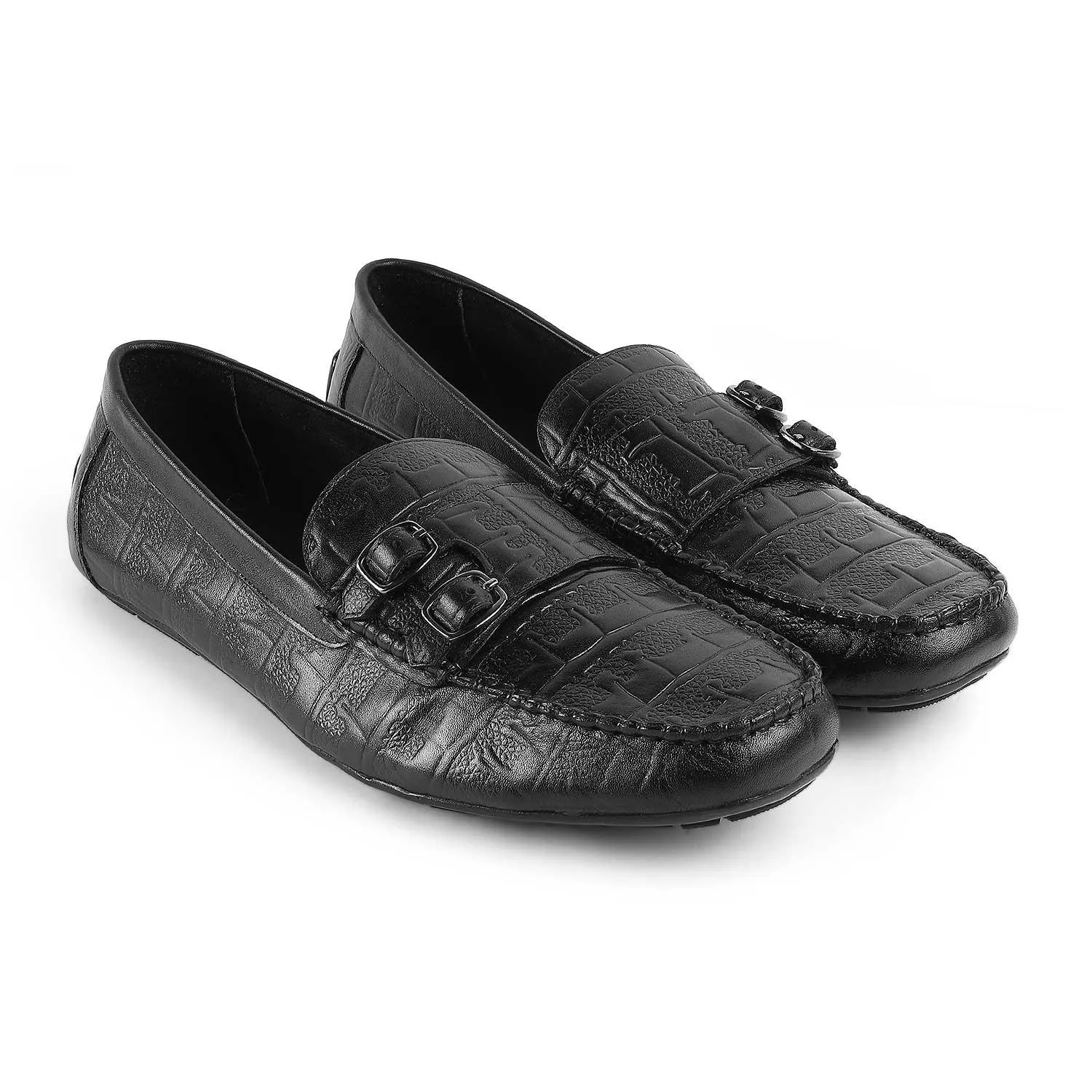 Tresmode Gioia Black Men's Double Monk Shoes British Shade