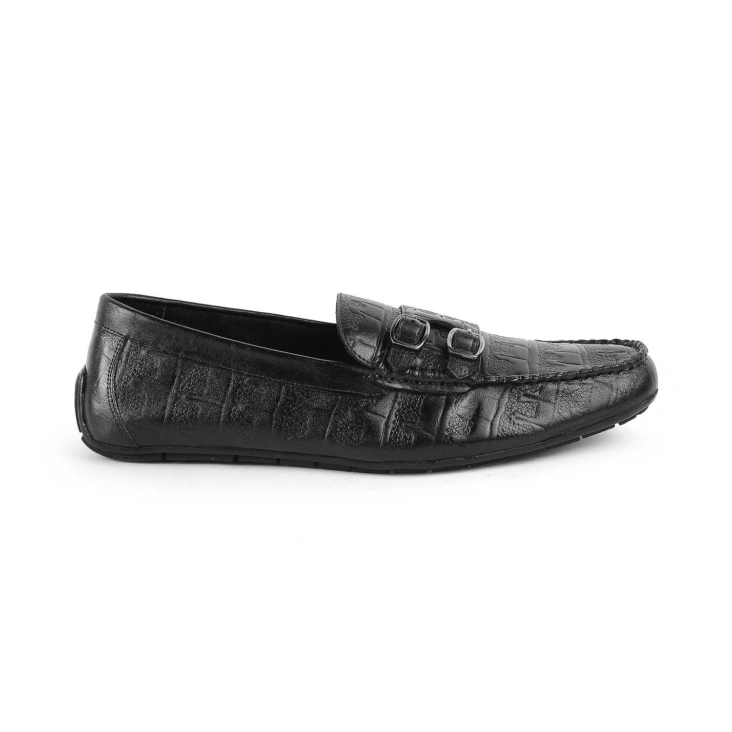Style Crisp Tresmode Gioia Black Men's Double Monk Shoes