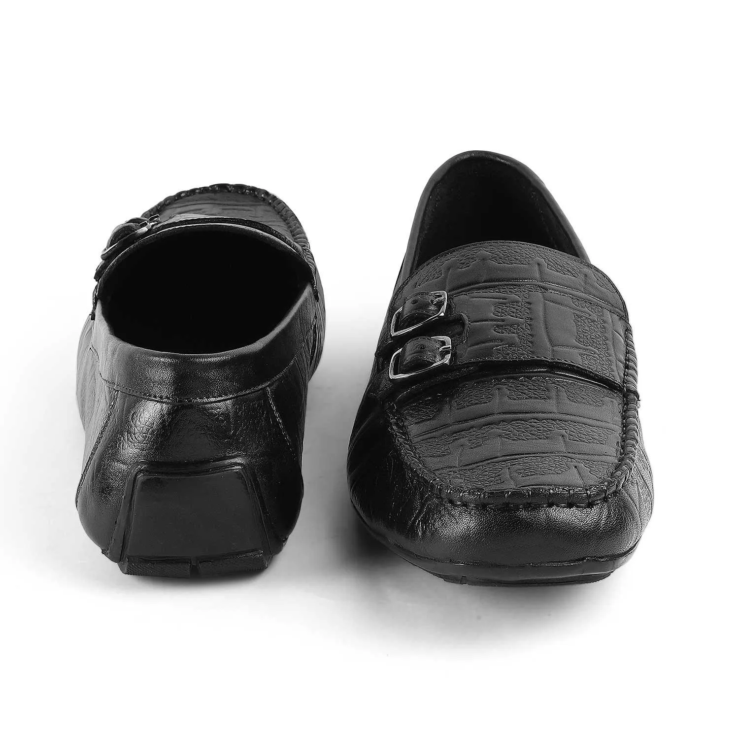 Reinforced toe Confident Step Tresmode Gioia Black Men's Double Monk Shoes
