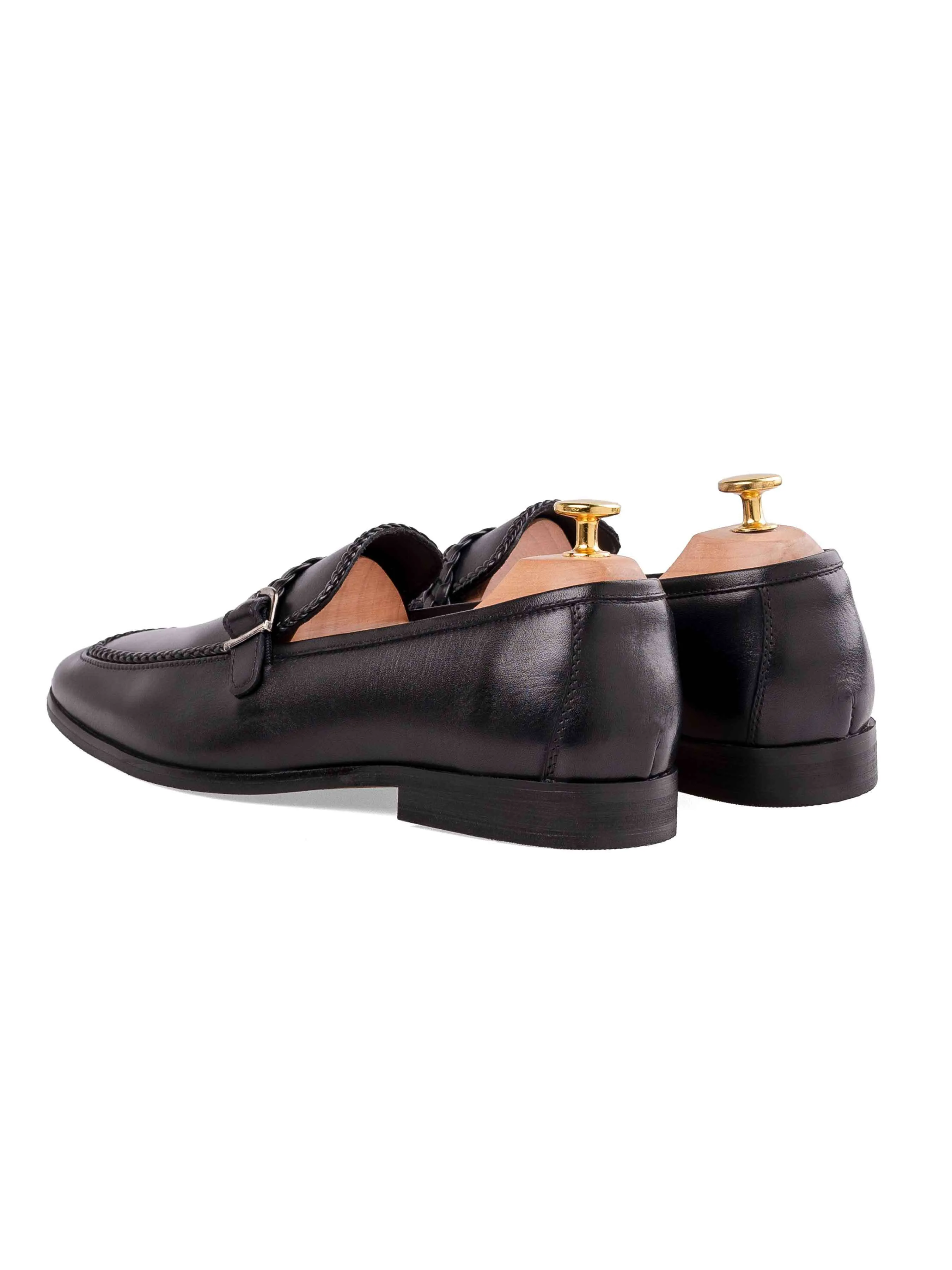Braided Single Strap Loafer - Solid Black Beach Friendly
