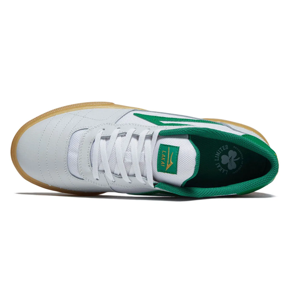 Lakai Cambridge Shoes - White/Green Leather Solid Build Featherweight Fit