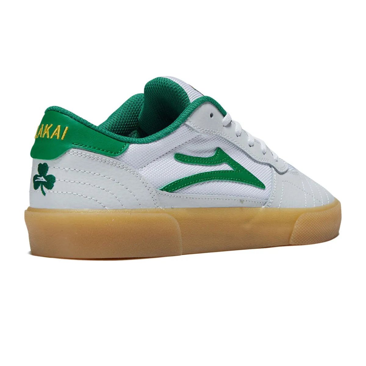 Lakai Cambridge Shoes - White/Green Leather Skate Vibe Ready Board Training