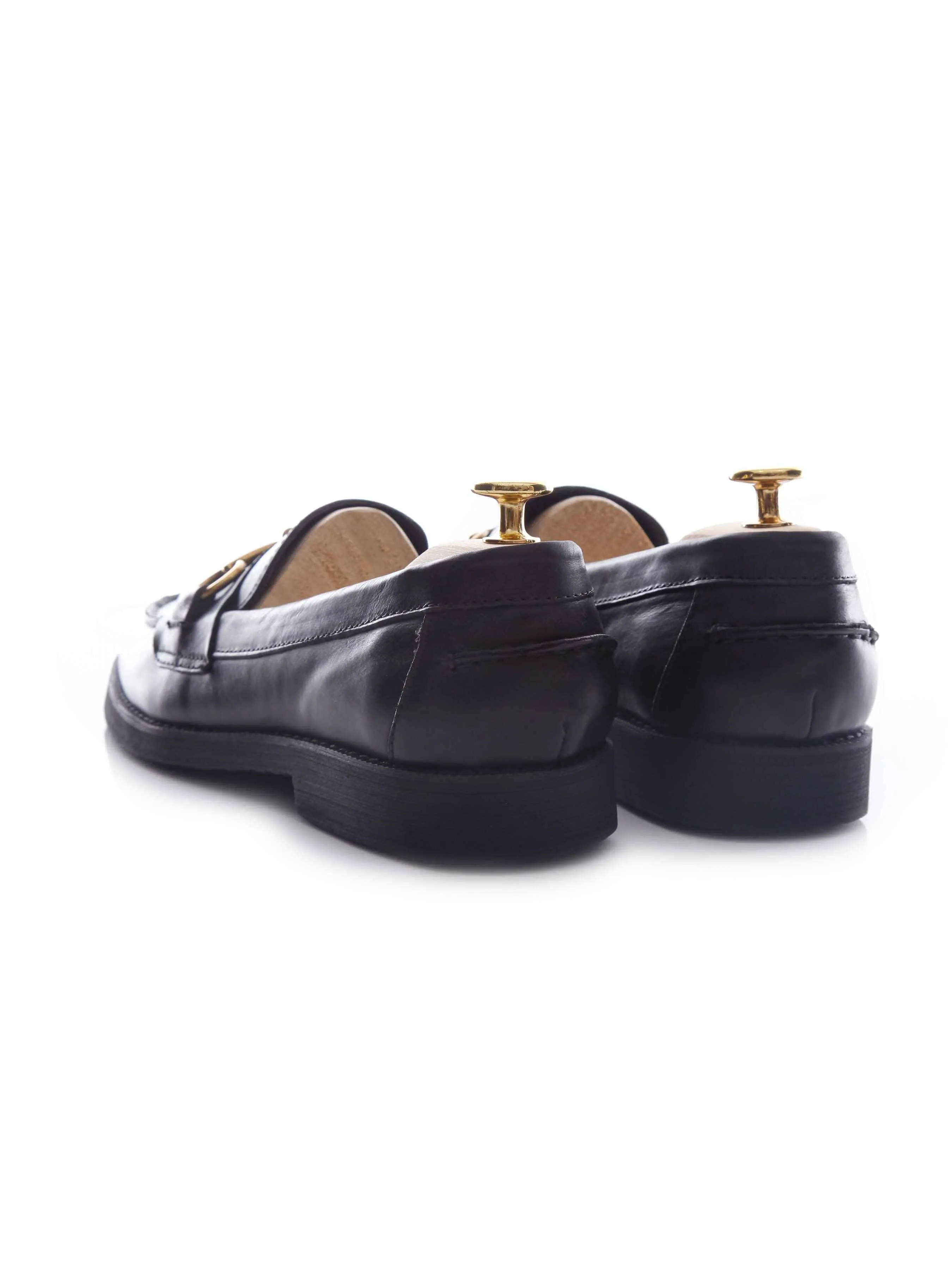Penny Loafer Horsebit Buckle - Black Leather (Crepe Sole) Street Firm Coffee Spot