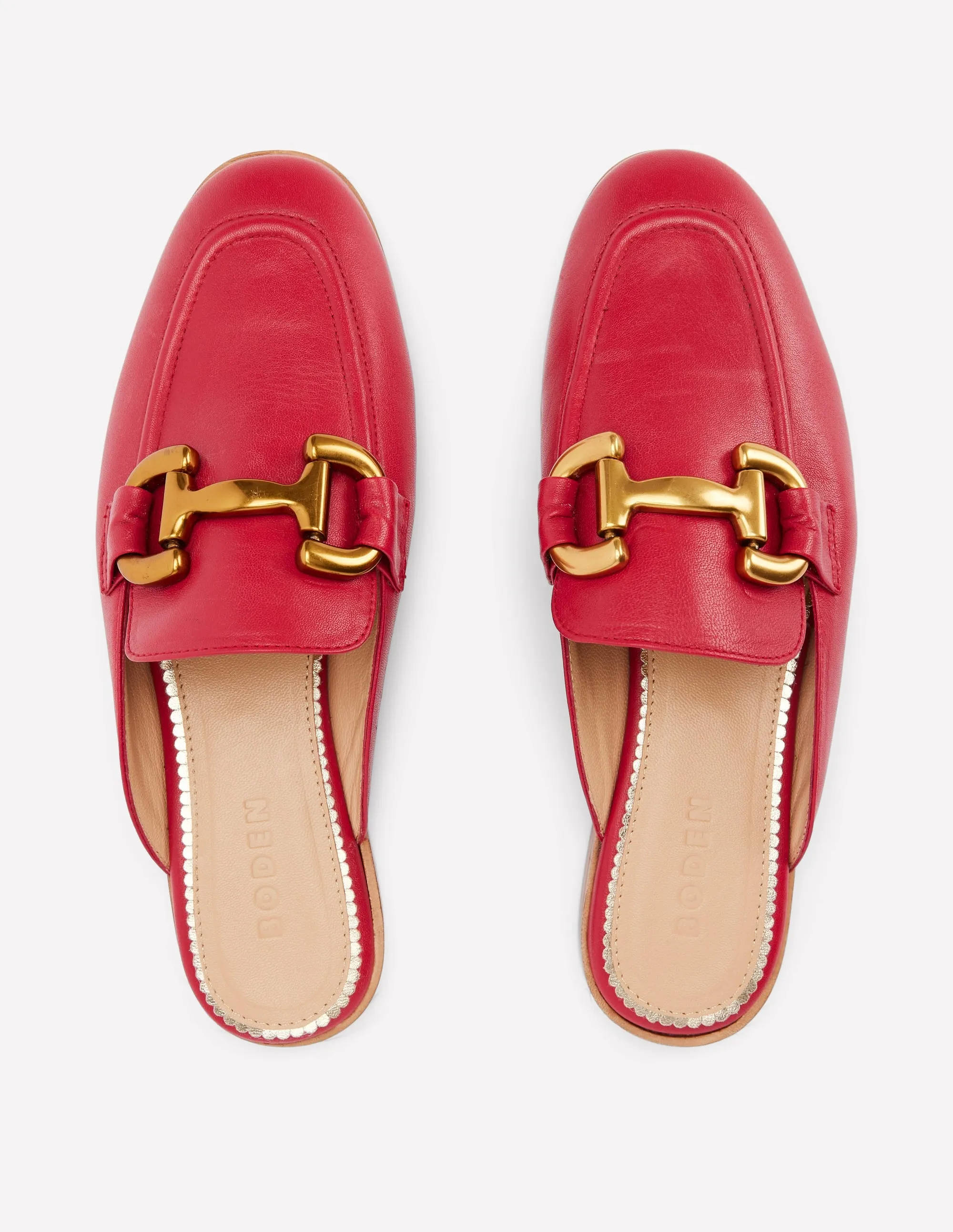 Step Firmly Step Clear Iris Snaffle Mule Loafers-Red