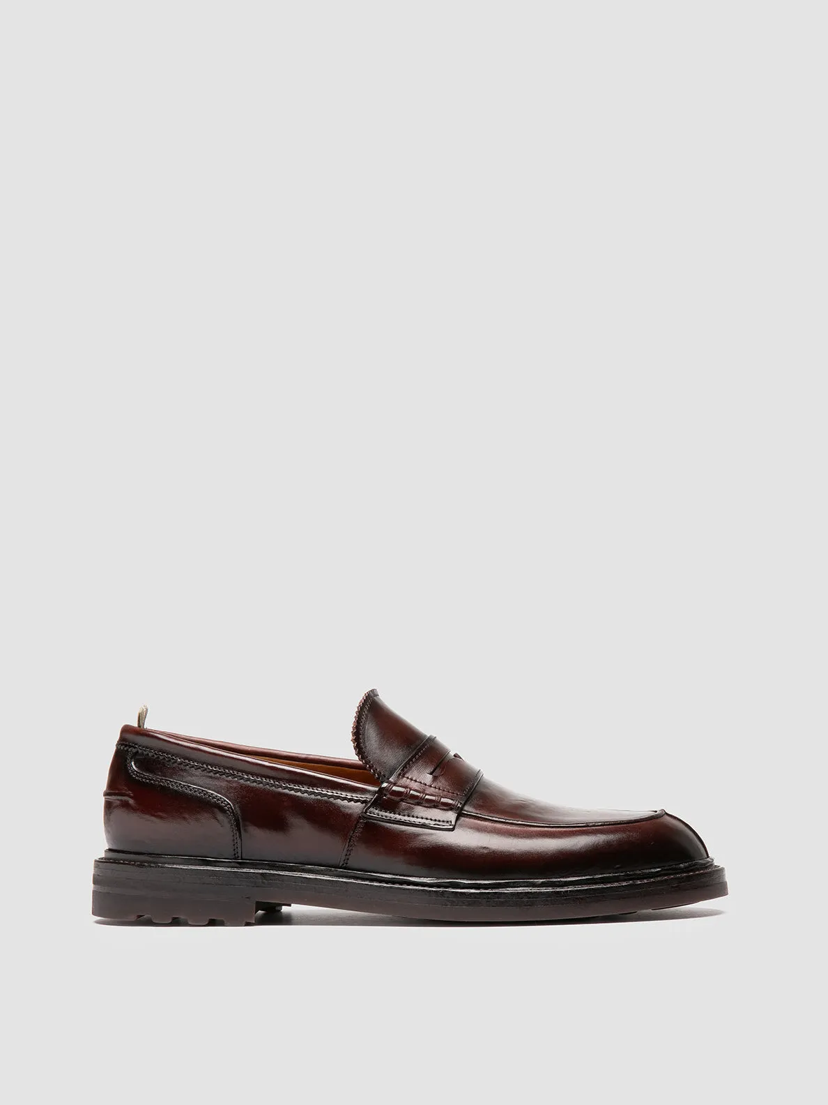 SAX FLEXI 001 - Burgundy Leather Penny Loafers Knit Upper