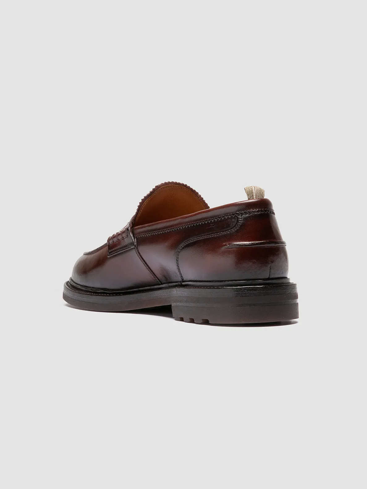 SAX FLEXI 001 - Burgundy Leather Penny Loafers Vegan Material
