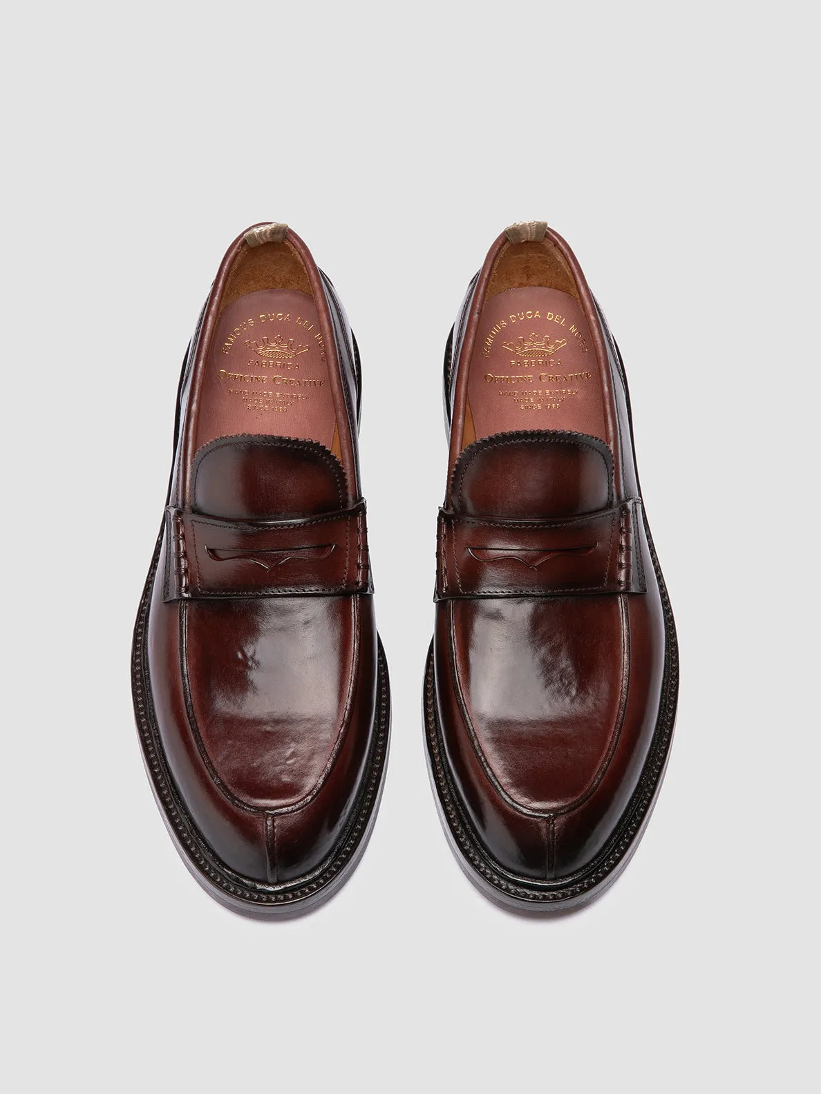 SAX FLEXI 001 - Burgundy Leather Penny Loafers Soft Path Steady Steps