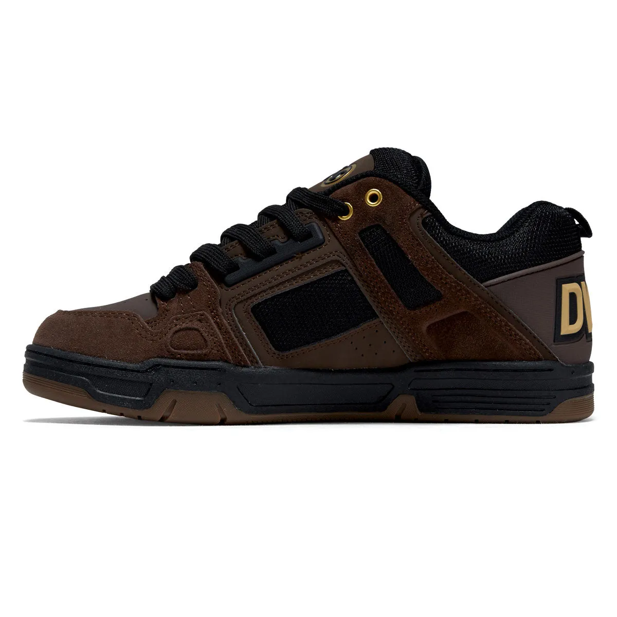 DVS Comanche Shoes - Brown/Black/Gold Suede Grip Comfort Daily Motion