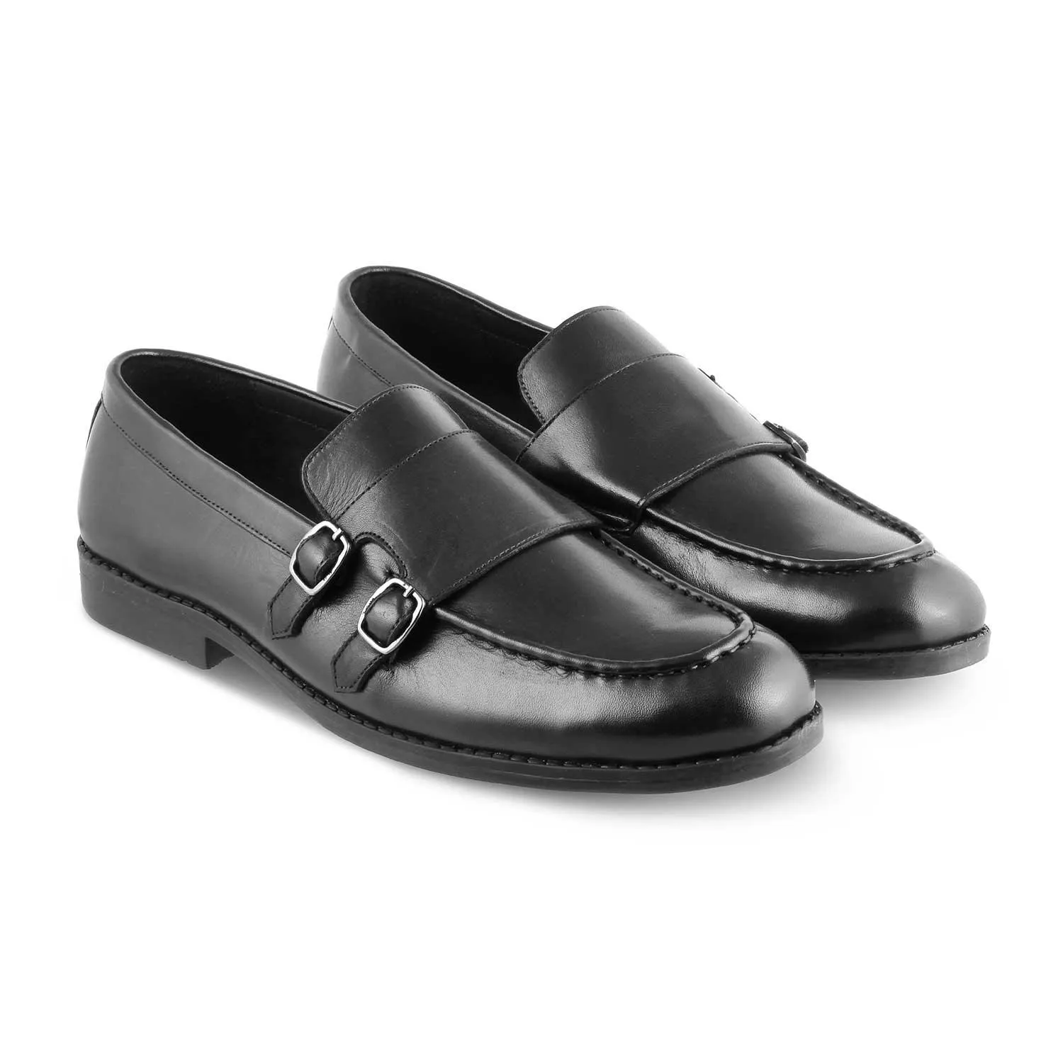 The Bondy Black Men's Double Monk Shoes Tresmode Show Fit