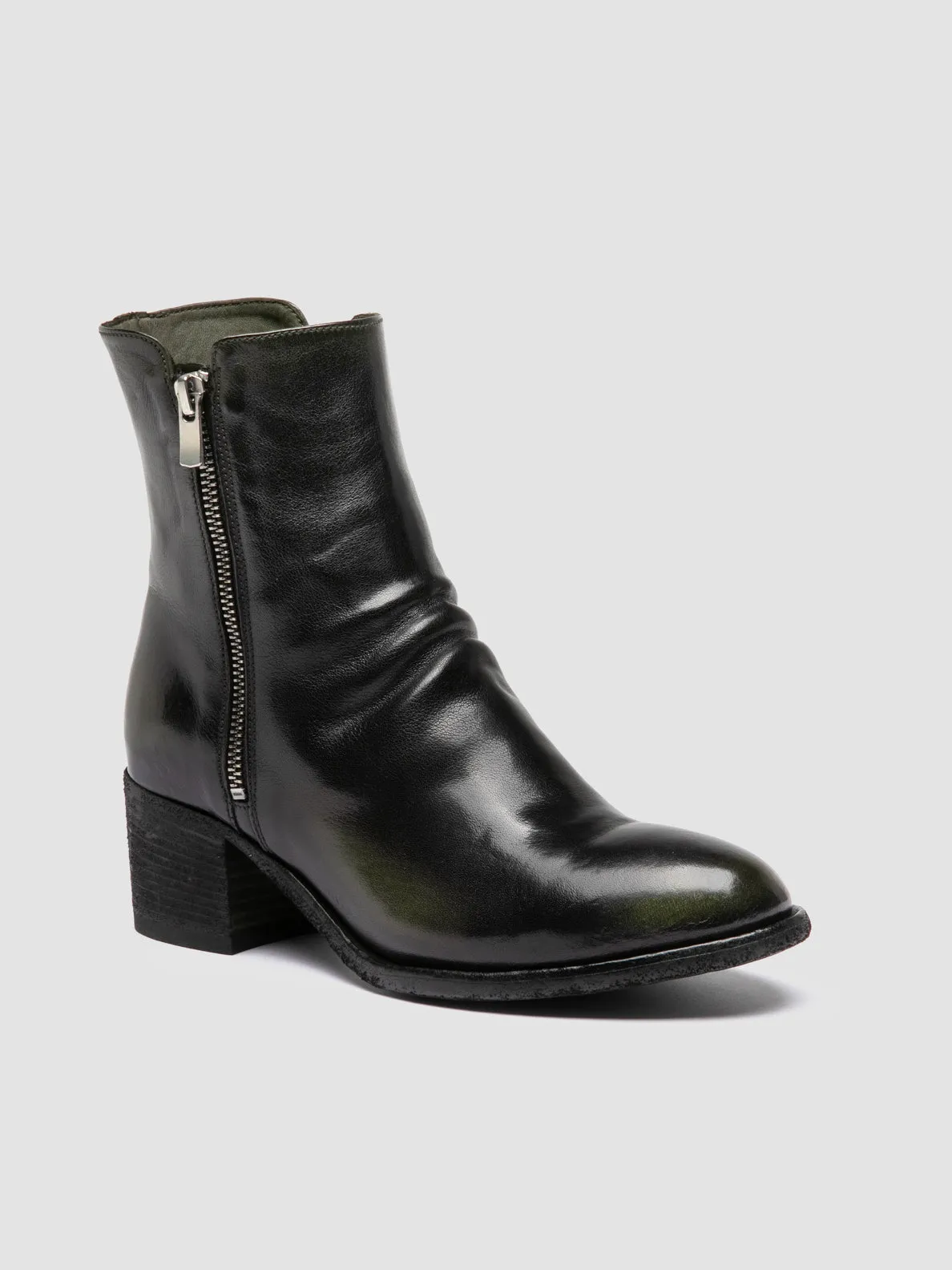 DENNER 103 - Green Leather Booties Comfort toe All Time