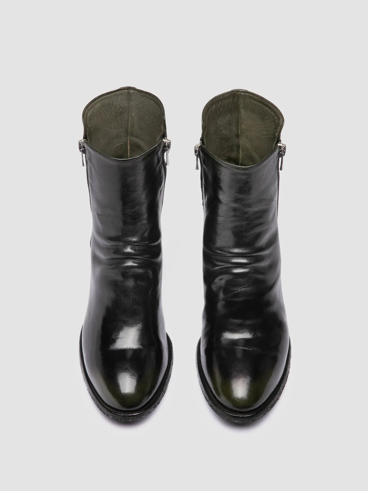 DENNER 103 - Green Leather Booties Family Fit Style Pop