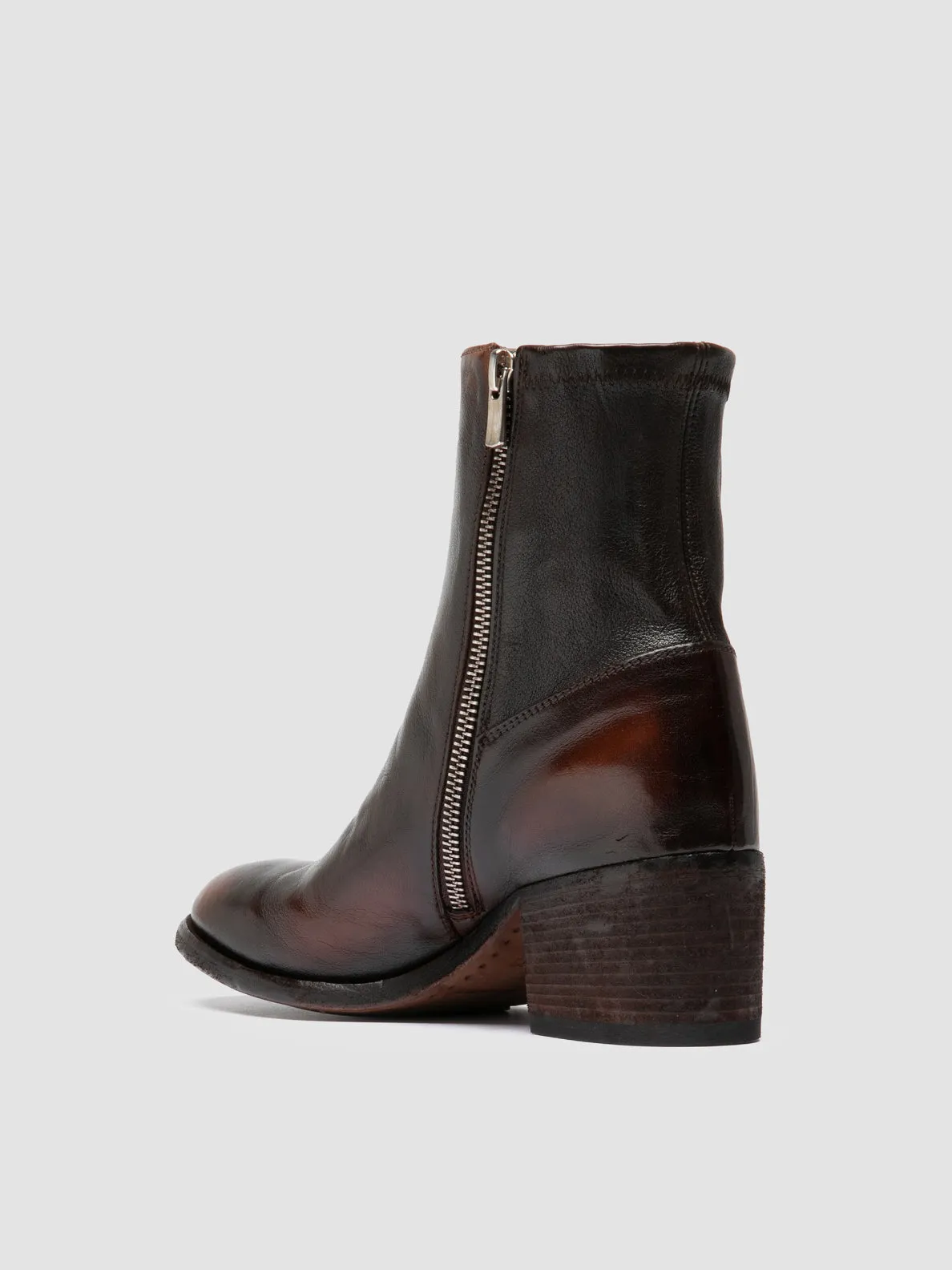 DENNER 127 - Brown Leather Zipped Boots Story Glow Heat Free
