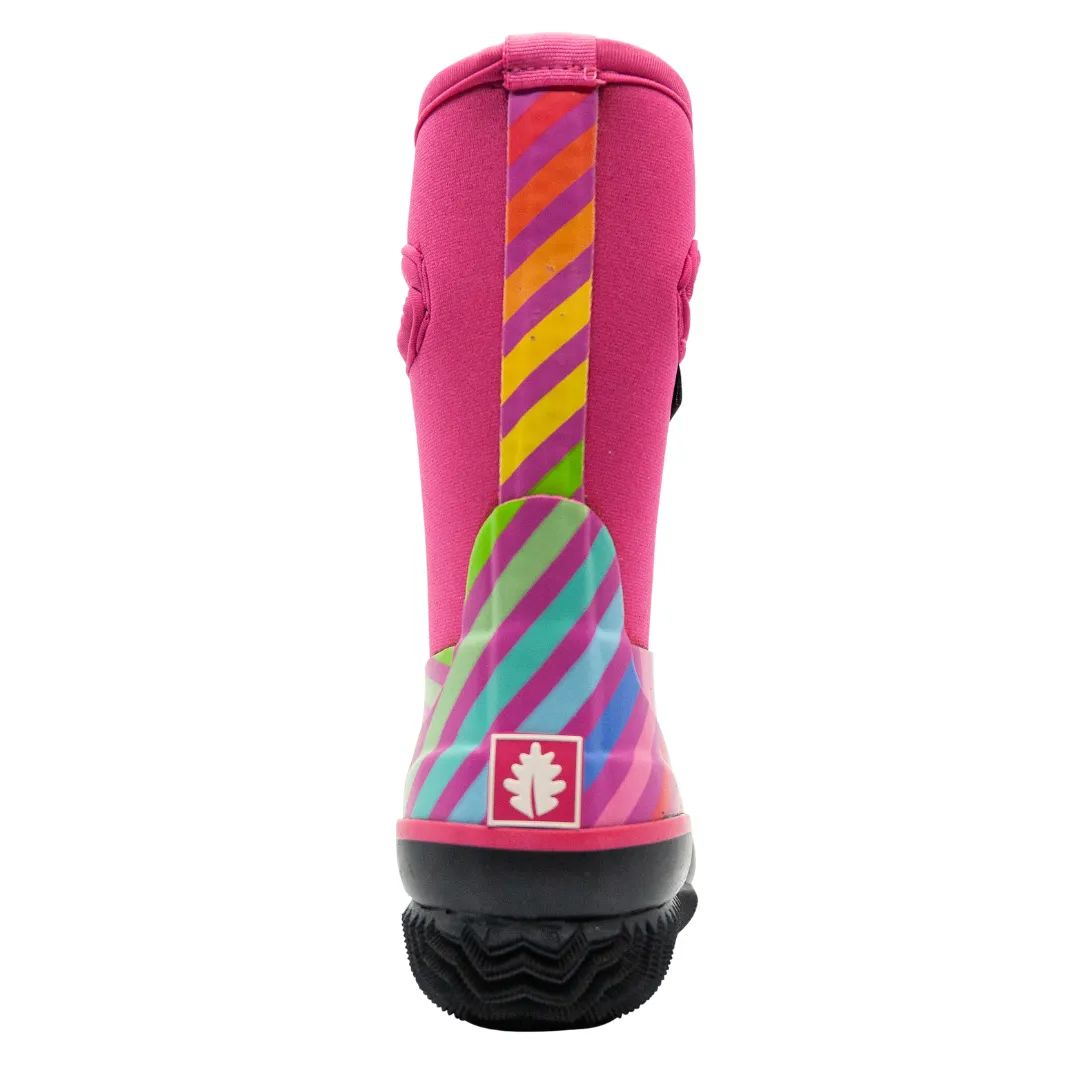 Rainbow Stripes Neoprene Rain/Snow Boots Shock Absorbing Durable Wear