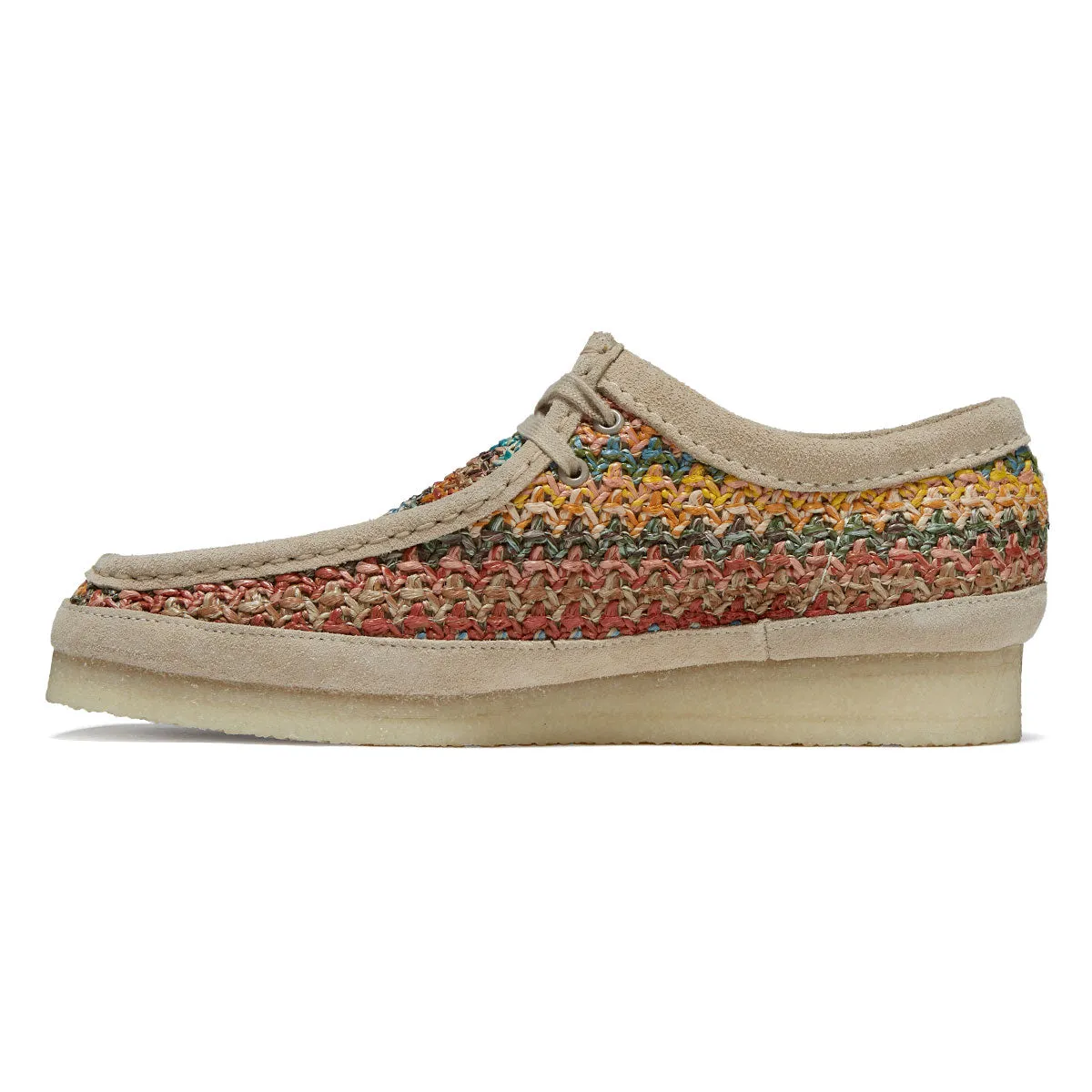 Clarks Wallabee Shoes - Multi Raffia Firm Grip Suede Material