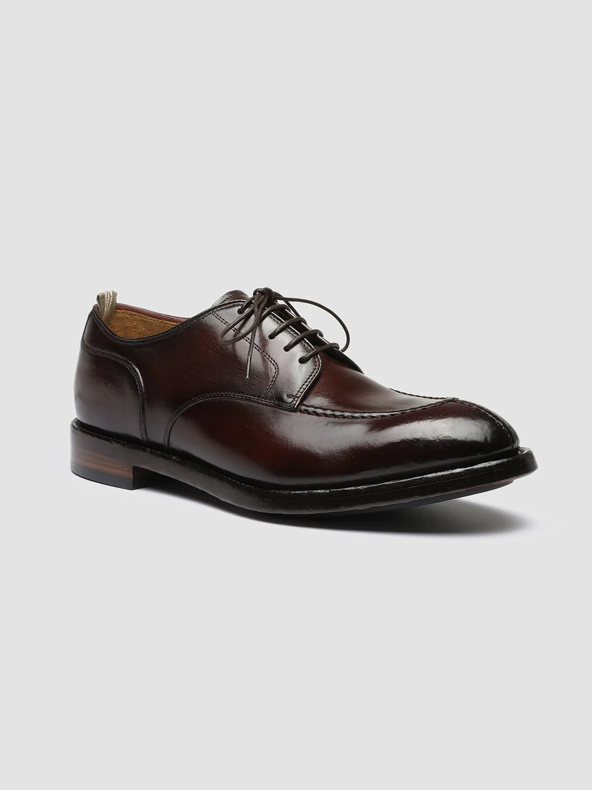 TEMPLE 005 - Burgundy Leather Derby Shoes Smooth Touch Natural Feel