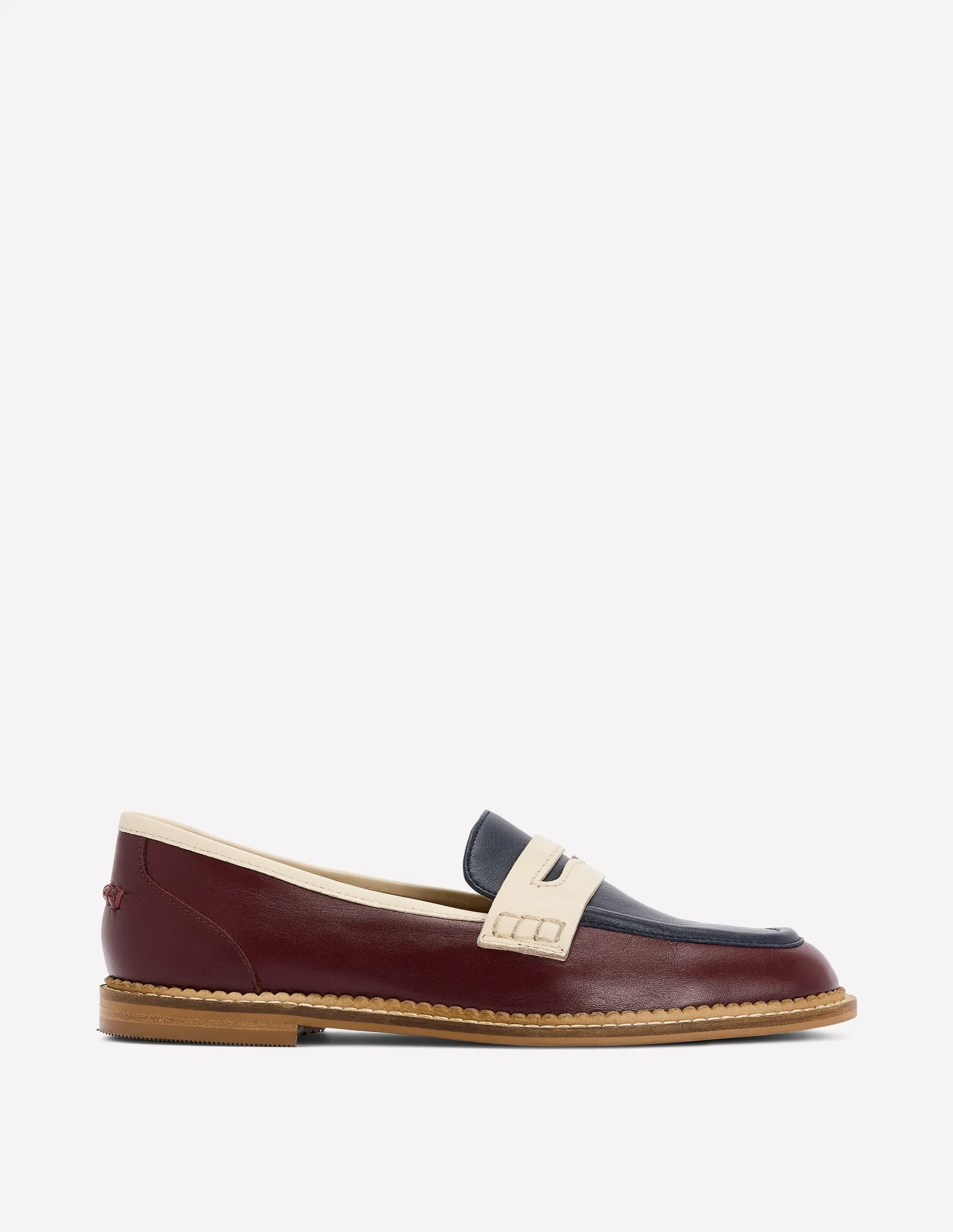 Nya Penny Loafers-Oxblood/Navy Leather Lining