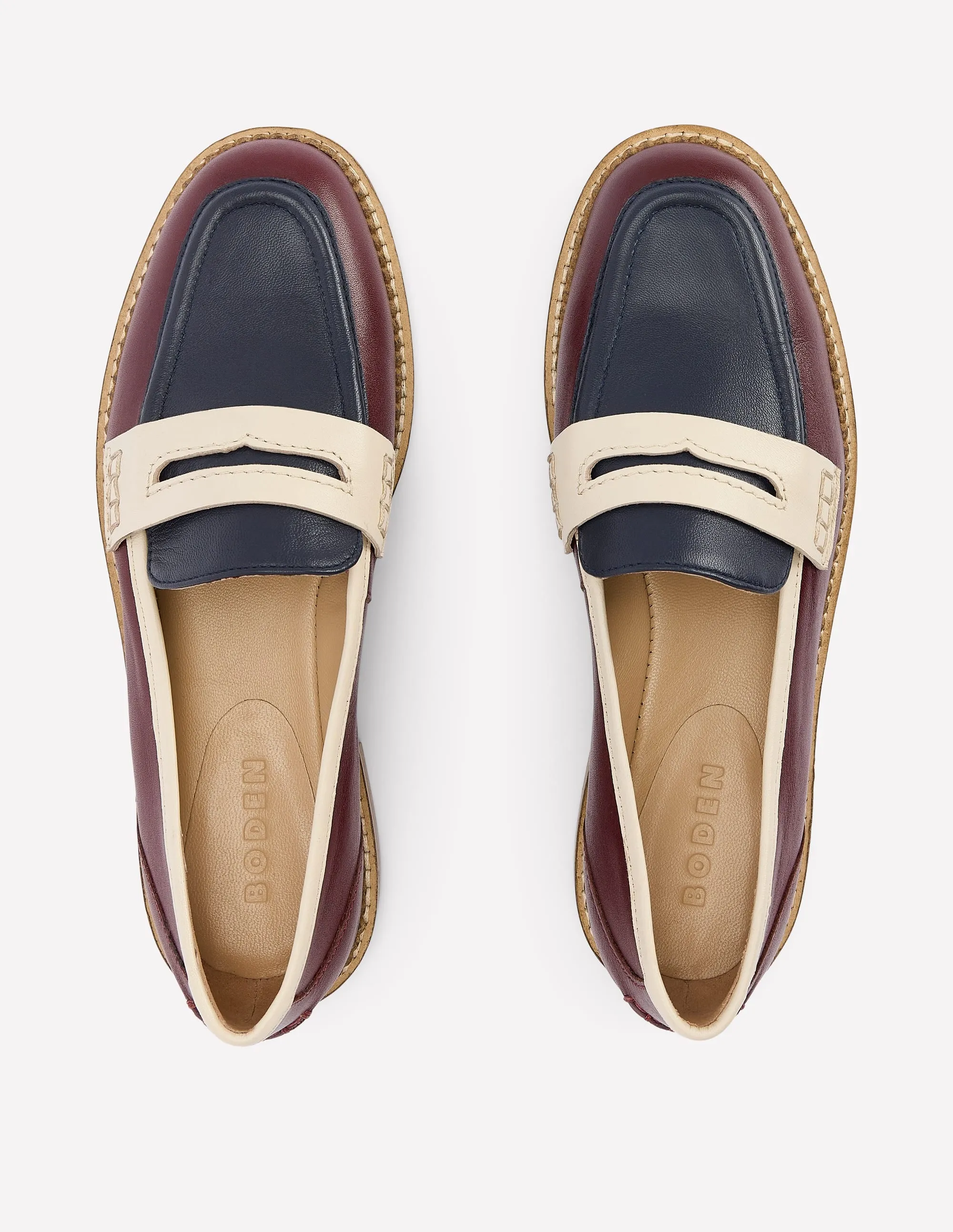 Timeless Investment Nya Penny Loafers-Oxblood/Navy