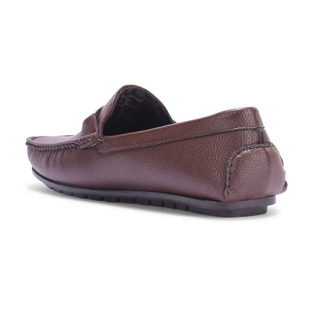 Fortune Brown Formal Loafers For Men AVL-5 By Liberty Classic Leather All-season Slip-ons