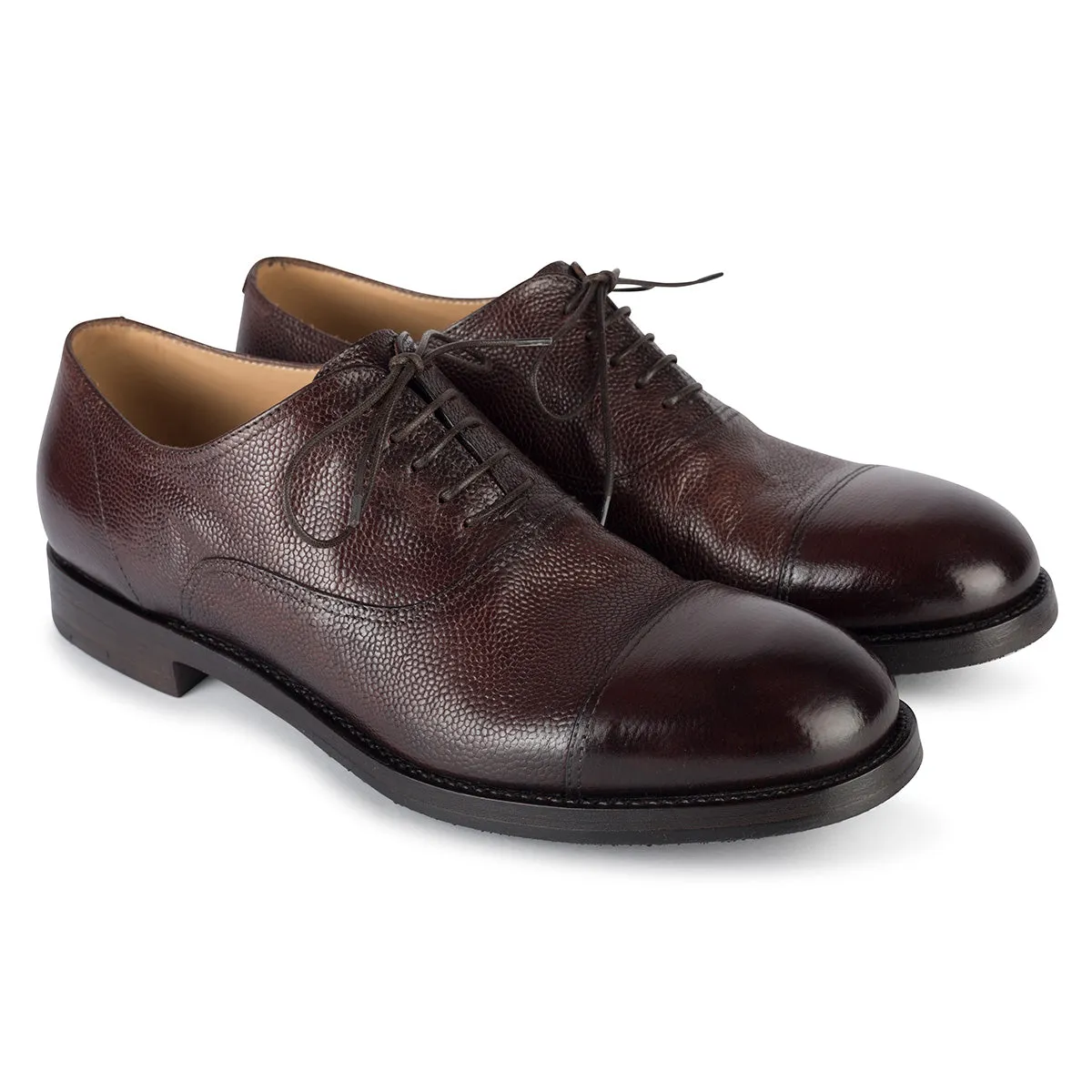 ETHAN 83017<br> Textured calf oxford shoes Stitch Design