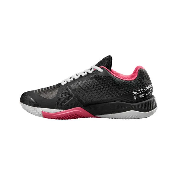 Shock Resistance Rush Pro 4.0 Clay Court Tennis Shoes (Ladies) - Black/Hot Pink/White