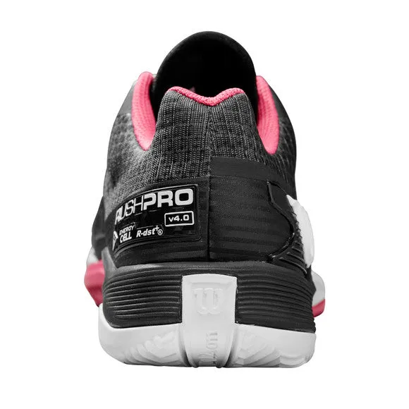 Hard wearing Rush Pro 4.0 Clay Court Tennis Shoes (Ladies) - Black/Hot Pink/White