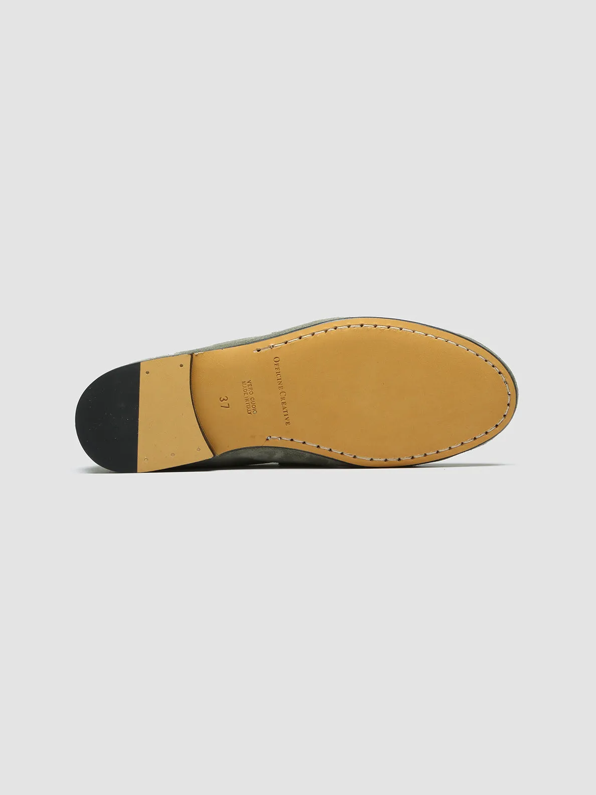 BLAIR 001 - Green Suede Loafers Supportive structure
