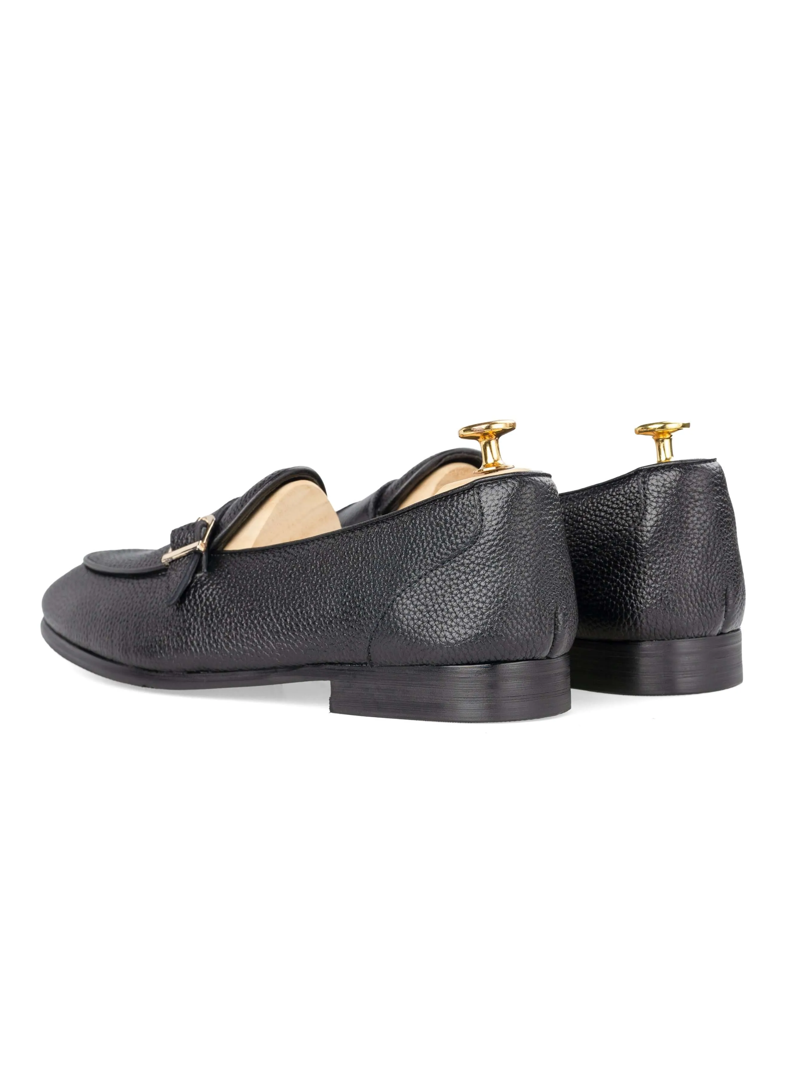 Theo Belgian Loafer - Black Pebble Single Strap Outdoor
