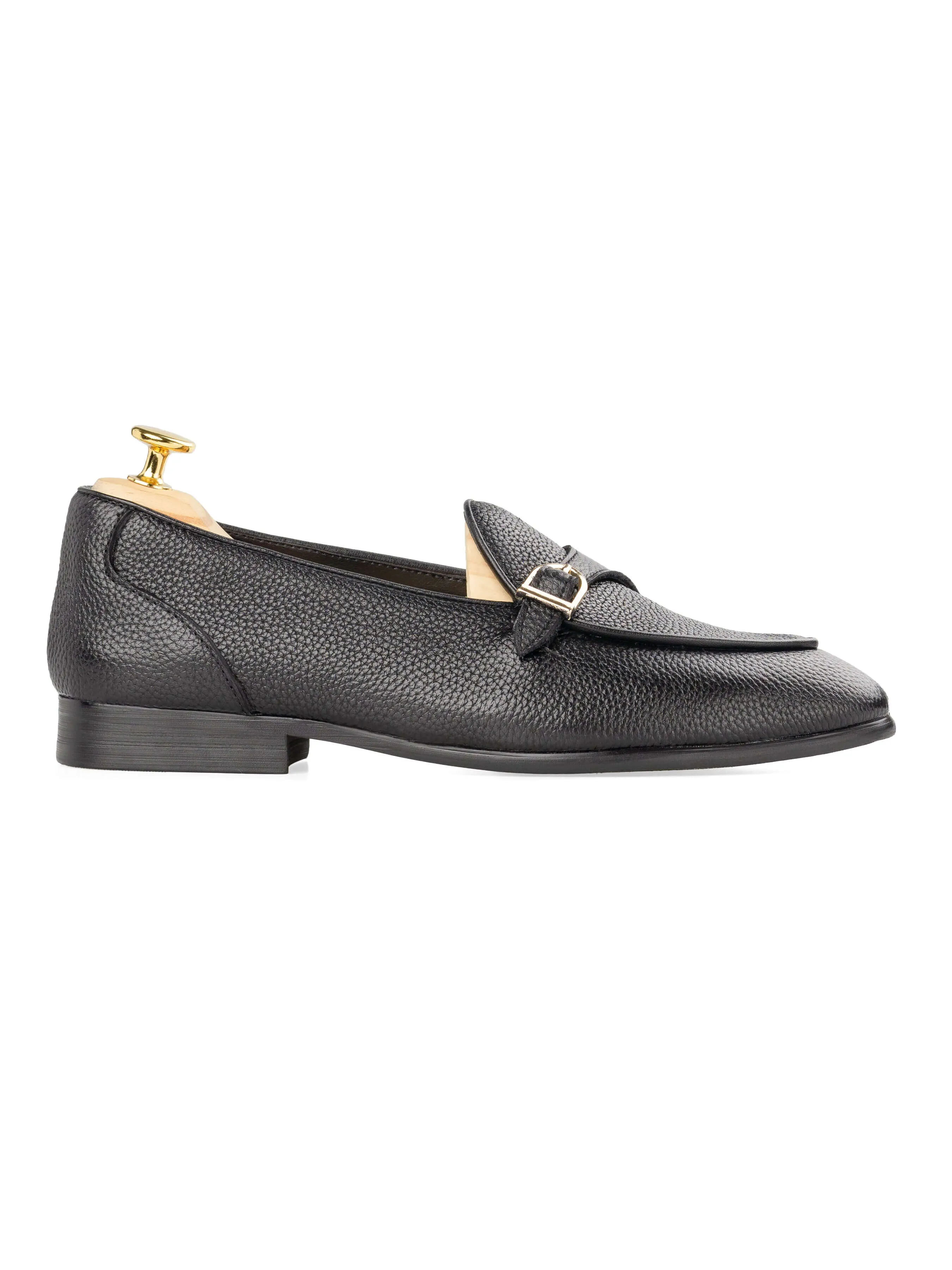 Casual Design Theo Belgian Loafer - Black Pebble Single Strap