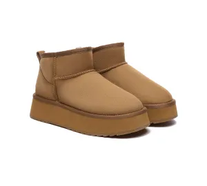 EVERAU? UGG Boots Sheepskin Wool Ankle Ultra Mini Platform Ice Trekking Frozen Terrain Protection