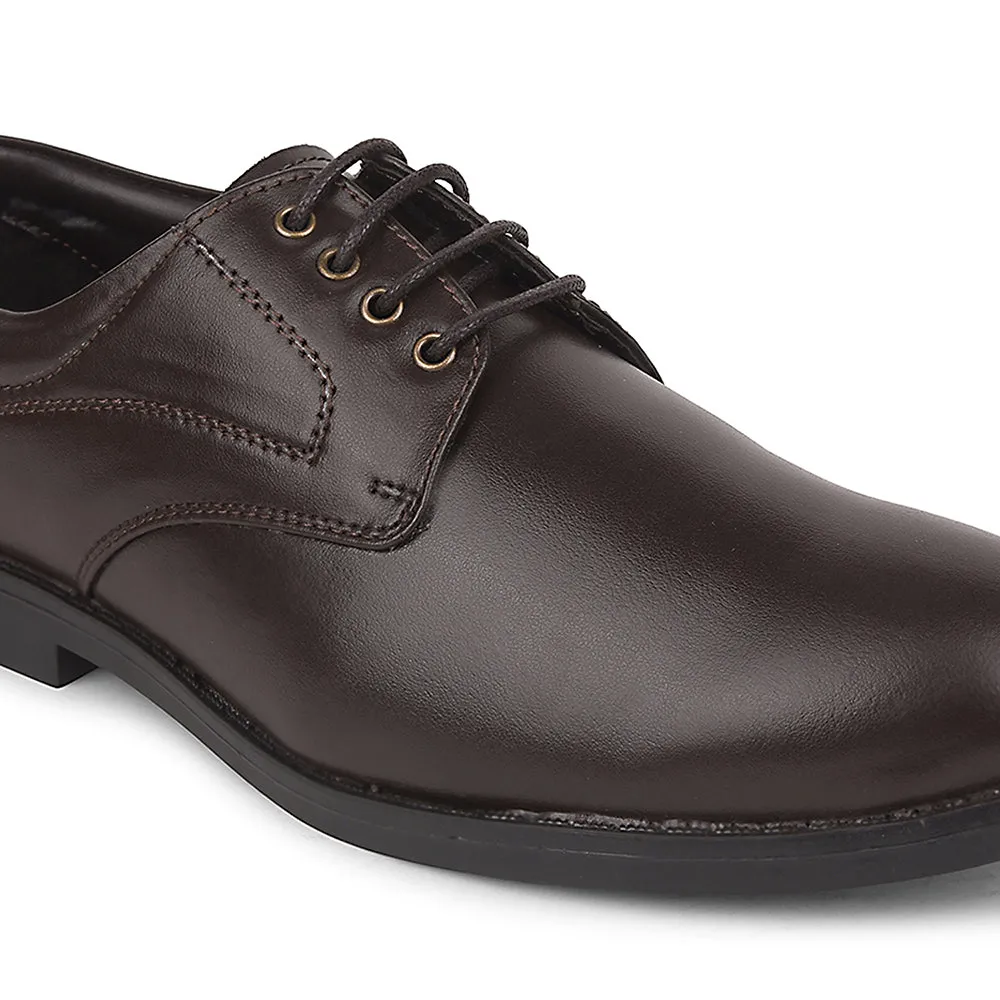 Fortune Brown Formal Lacing Derby Shoes For Men MAJESTIC-1 By Liberty Quick Fit Style