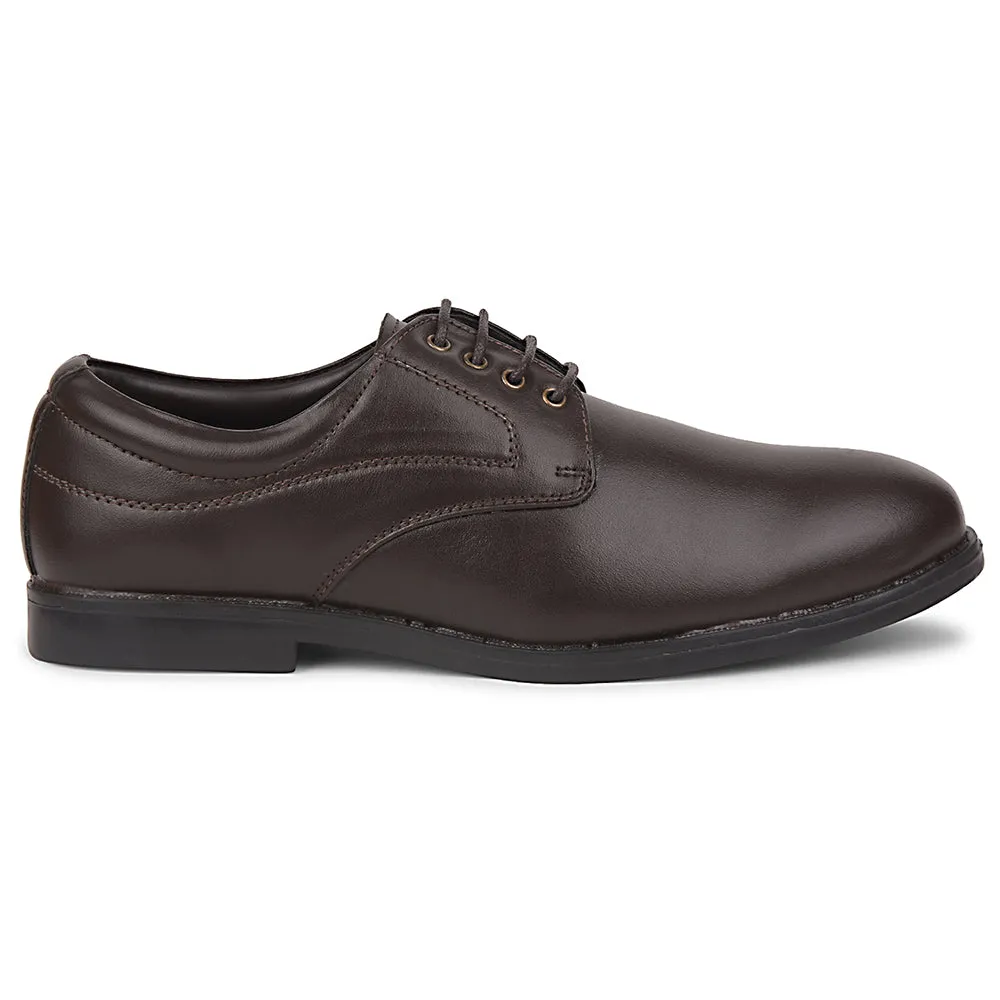 Fortune Brown Formal Lacing Derby Shoes For Men MAJESTIC-1 By Liberty Comfort Shape Simple Finish