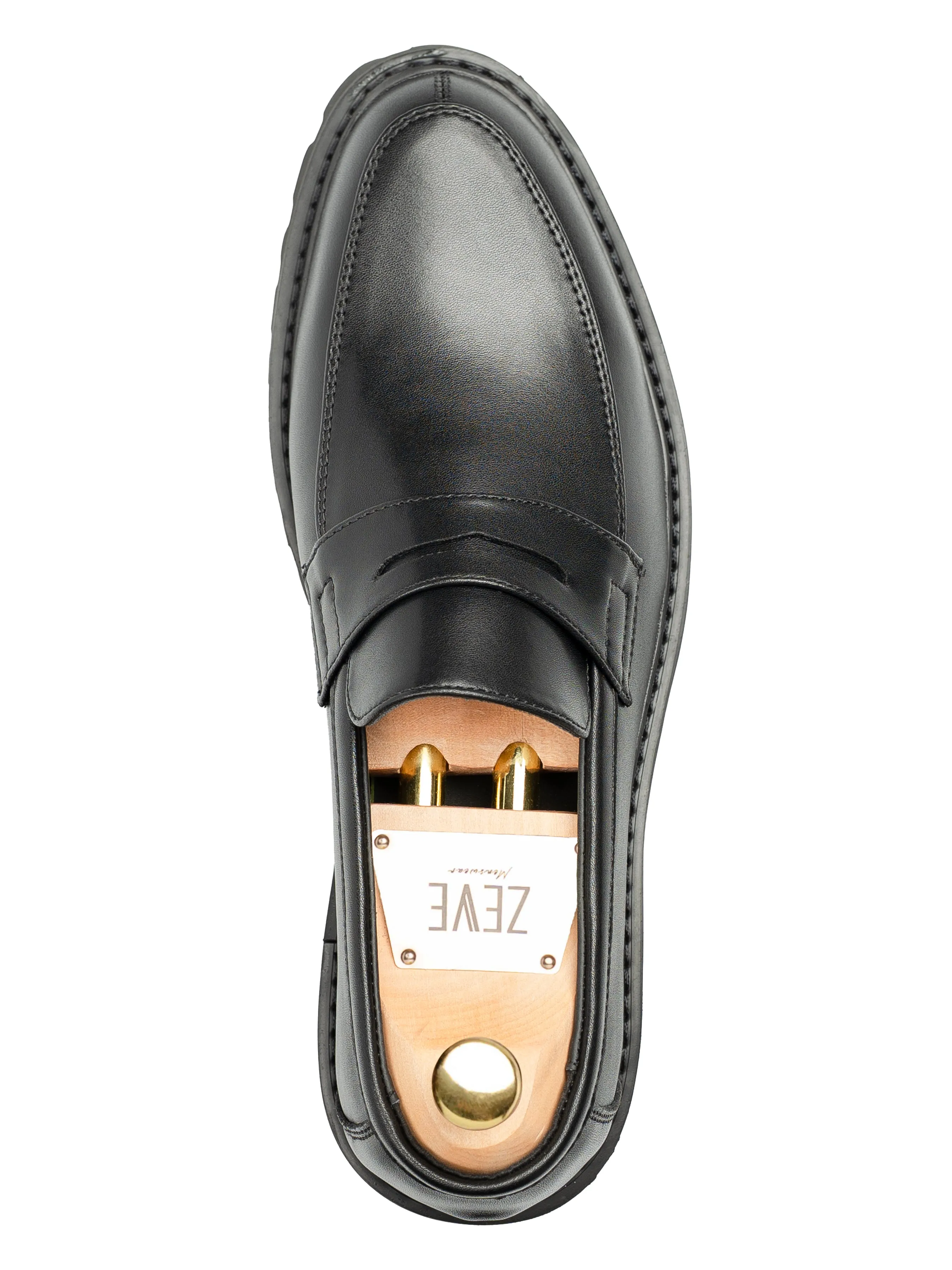 Penny Loafer - Solid Black Leather (Brava Sole) Goodyear Welted
