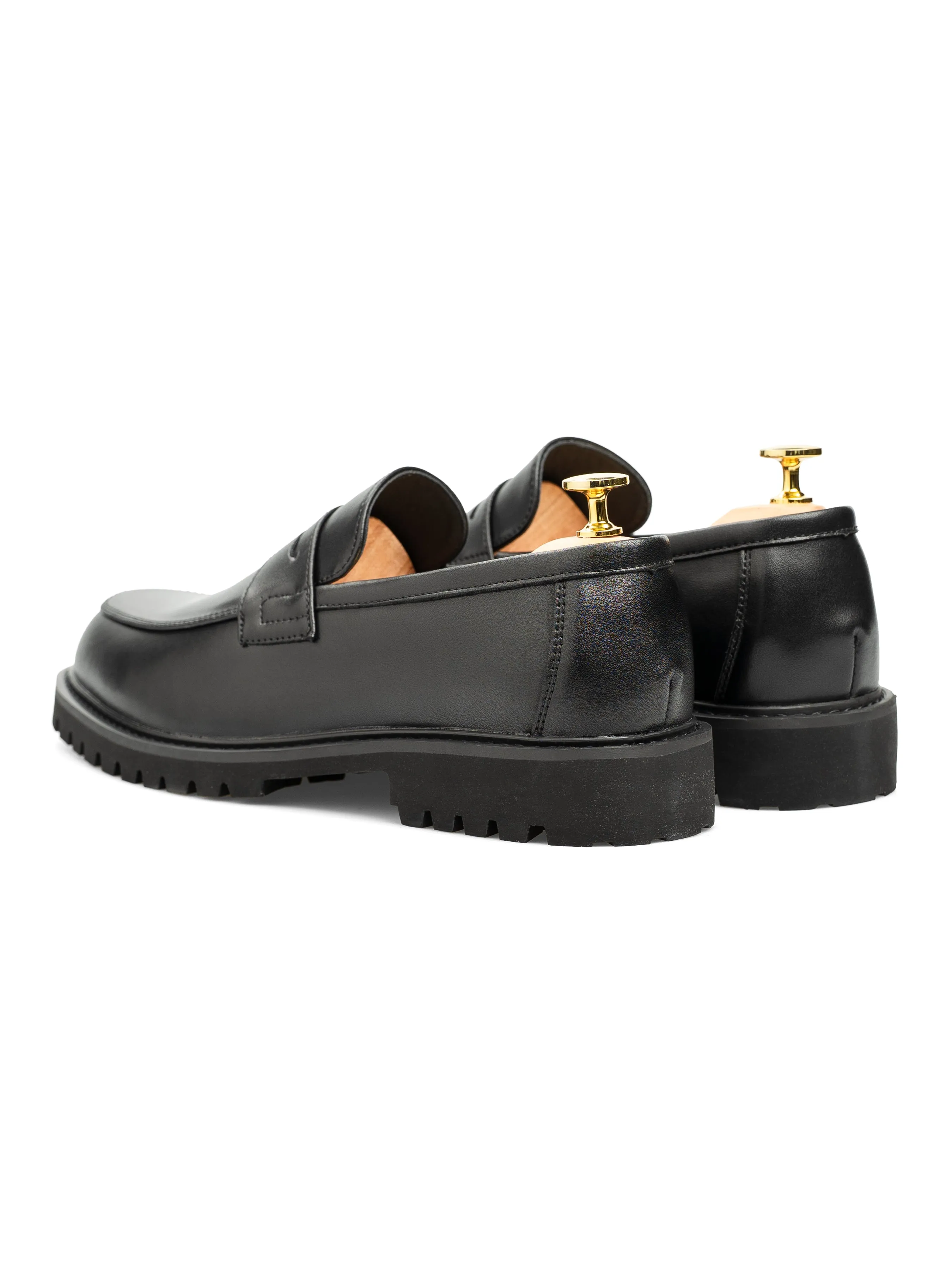 Lightweight Sole Penny Loafer - Solid Black Leather (Brava Sole)