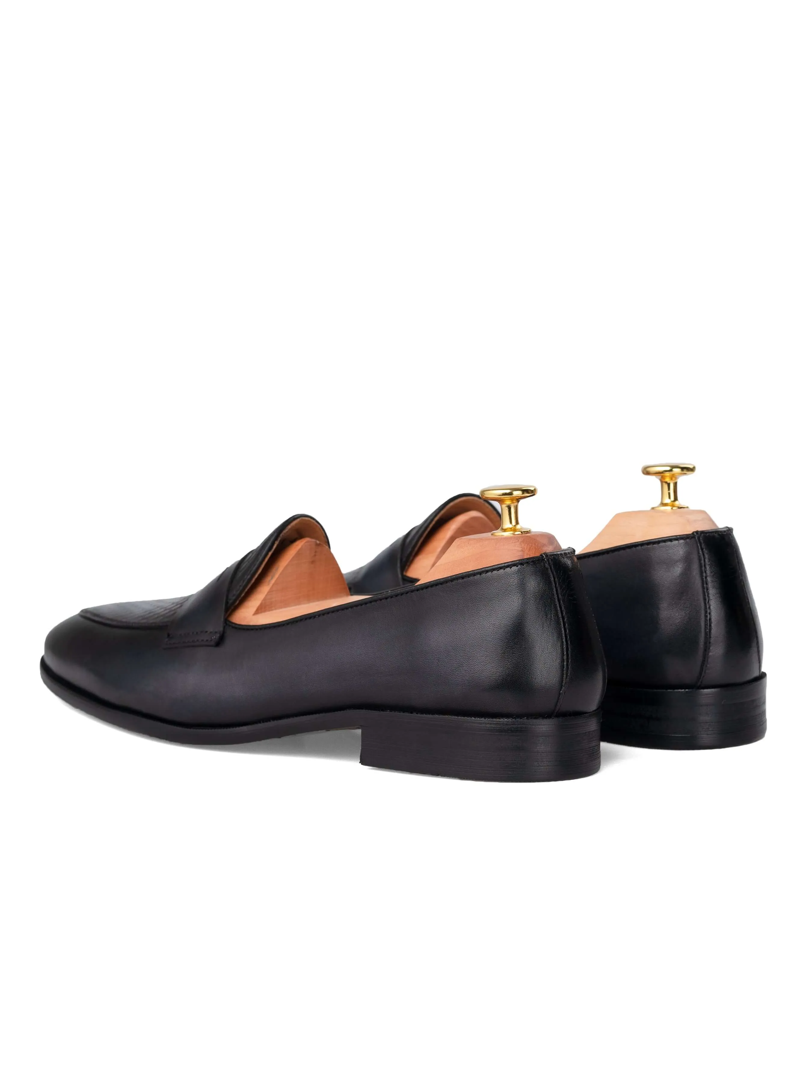 Enzo Belgian Loafer - Black Grey (Hand Painted Patina) Easy Slip On