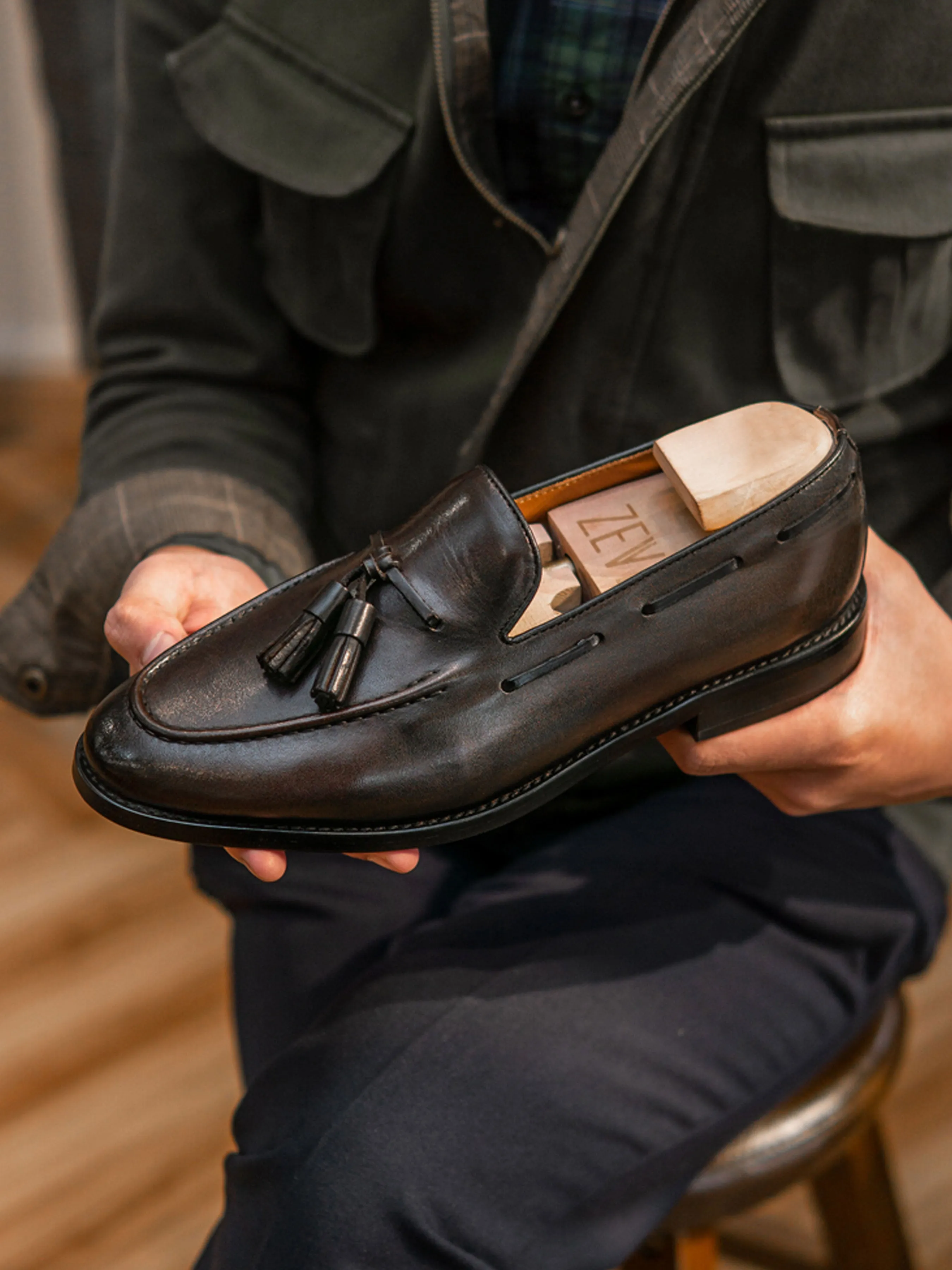 Versatile Wear Tassel Loafer - Dark Brown (Hand Painted Patina)