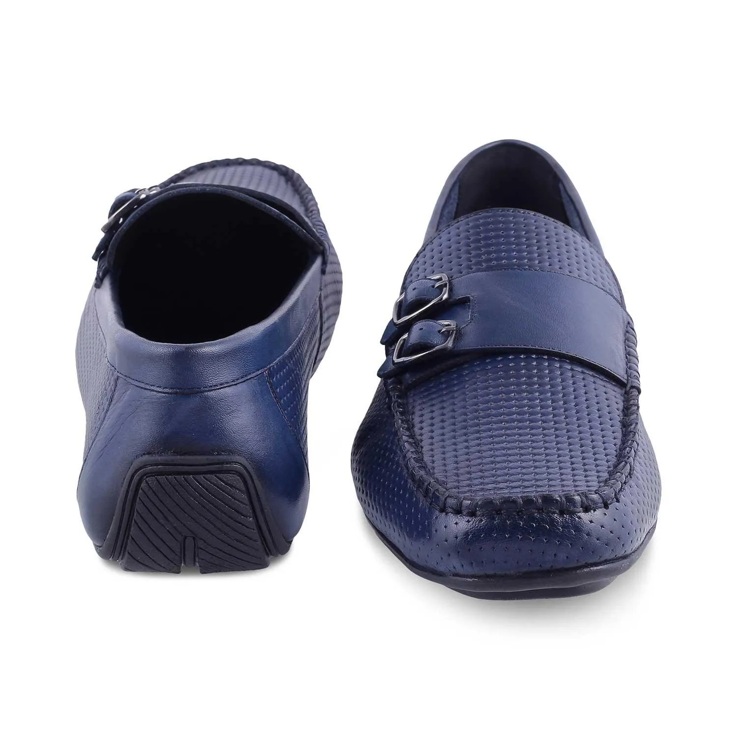 The Yosa Blue Men's Double Monk Shoes Tresmode Occasion Mode Sharp Cut