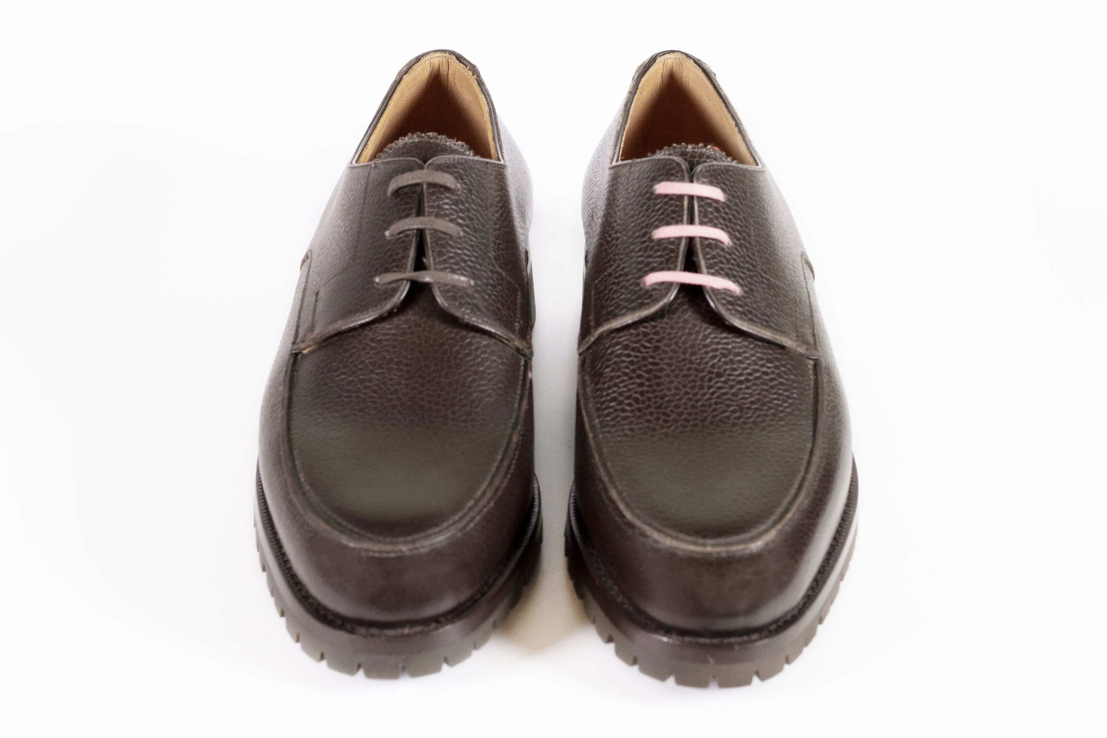 Sharp Office Style Stylish Finish WOMAN DERBY THREE EYELETS GRAIN CALF LEATHER