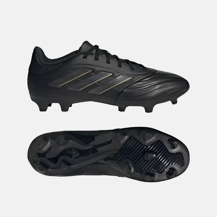 Adidas Copa Pure 2 League Firm Ground Men's Football Shoes - Core Black/Carbon/Gold Metallic Fast Launch Soft Upper